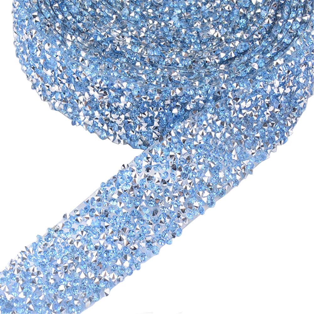 RAYNAG 1 Yard Rhinestone Wrap Roll - Sparkling Crystal Ribbon Trim for Vase Decor, Table Centerpieces, Wedding & Party Decorations - Light Blue | DIY Craft, Gift Wrapping, Home & Event Decoration Accessories