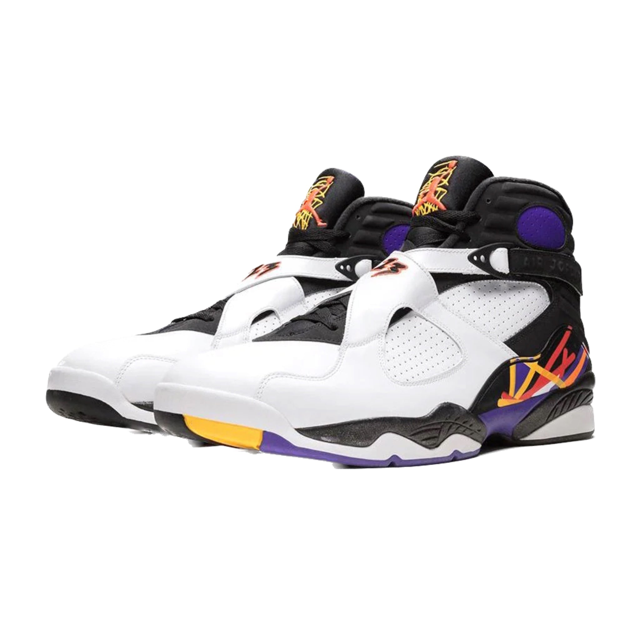 Air Jordan 8 Retro Three Peat Sneakers - White/Infrared 23/Black/Bright Concord - Basketball Shoes for Men | Perfect for Court Play & Streetwear Fashion