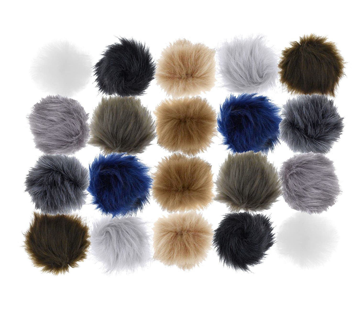 Mandala Crafts Faux Fur Pom Pom Balls - 20 Pack Fluffy Pom Poms in 10 Colors (3 Inch) for DIY Crafts, Keychains, Hats, Scarves, Shoes & Bags - Perfect for Home Decor, Gift Wrapping & Party Decorations
