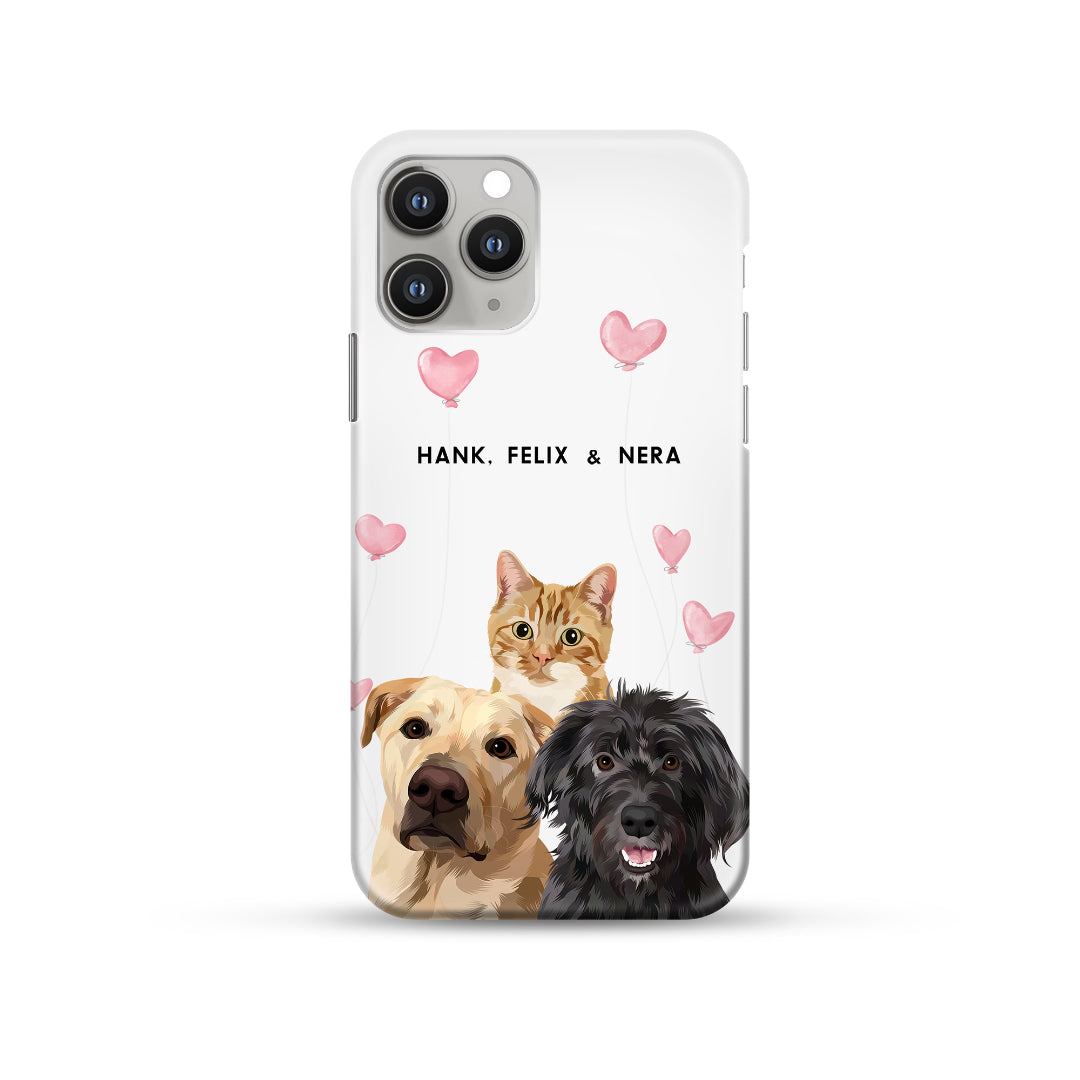 Custom Valentine's Pet Portrait Phone Case for 3 Pets - Personalized Gift for Couples, Pet Lovers - Perfect for Valentine's Day, Anniversaries & Special Occasions