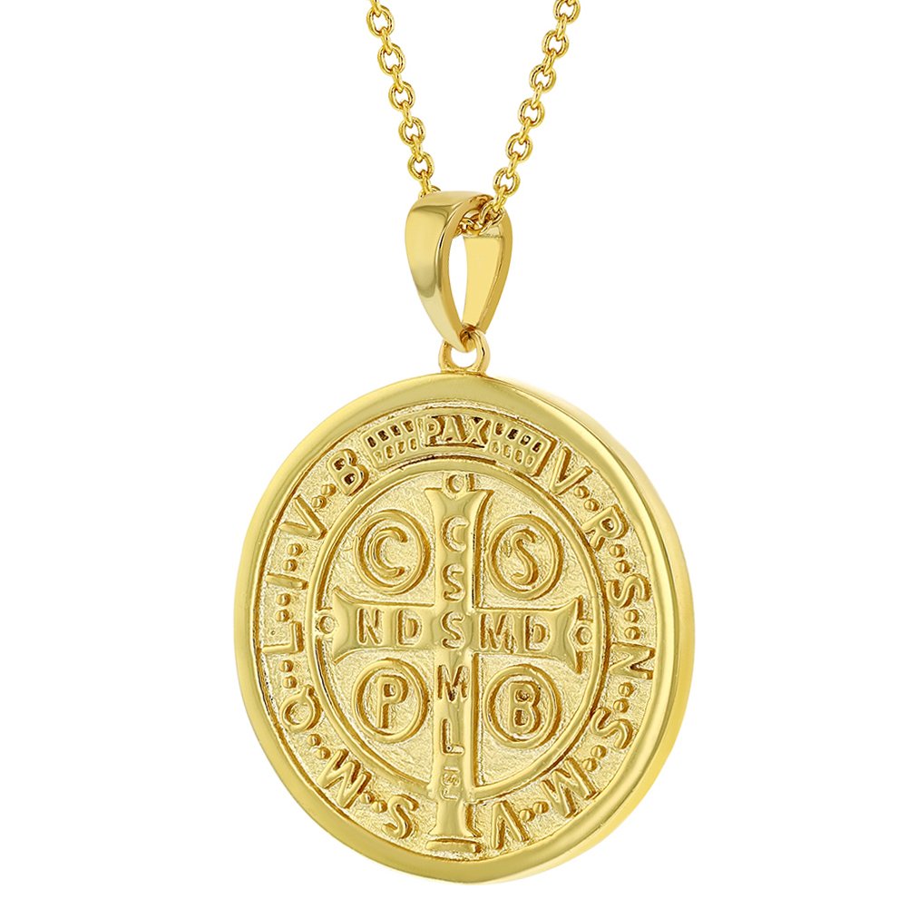 Gold Saint Benedict Medal Pendant Necklace - Religious Jewelry Gift for Women - Perfect for Daily Wear & Special Occasions