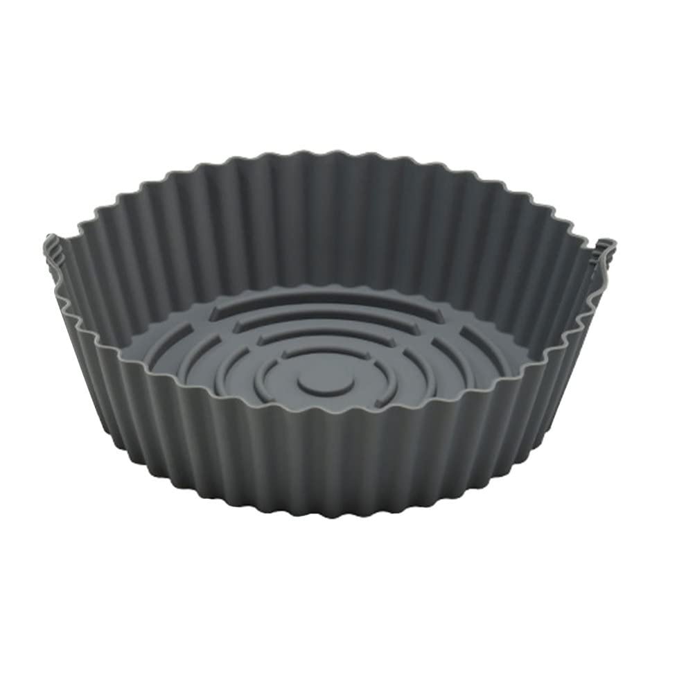 Non-Stick Silicone Air Fryer Pan with Double Handles - Reusable Round Tray for Air Fryers & Ovens - Perfect for Roasting, Baking & Reheating Food