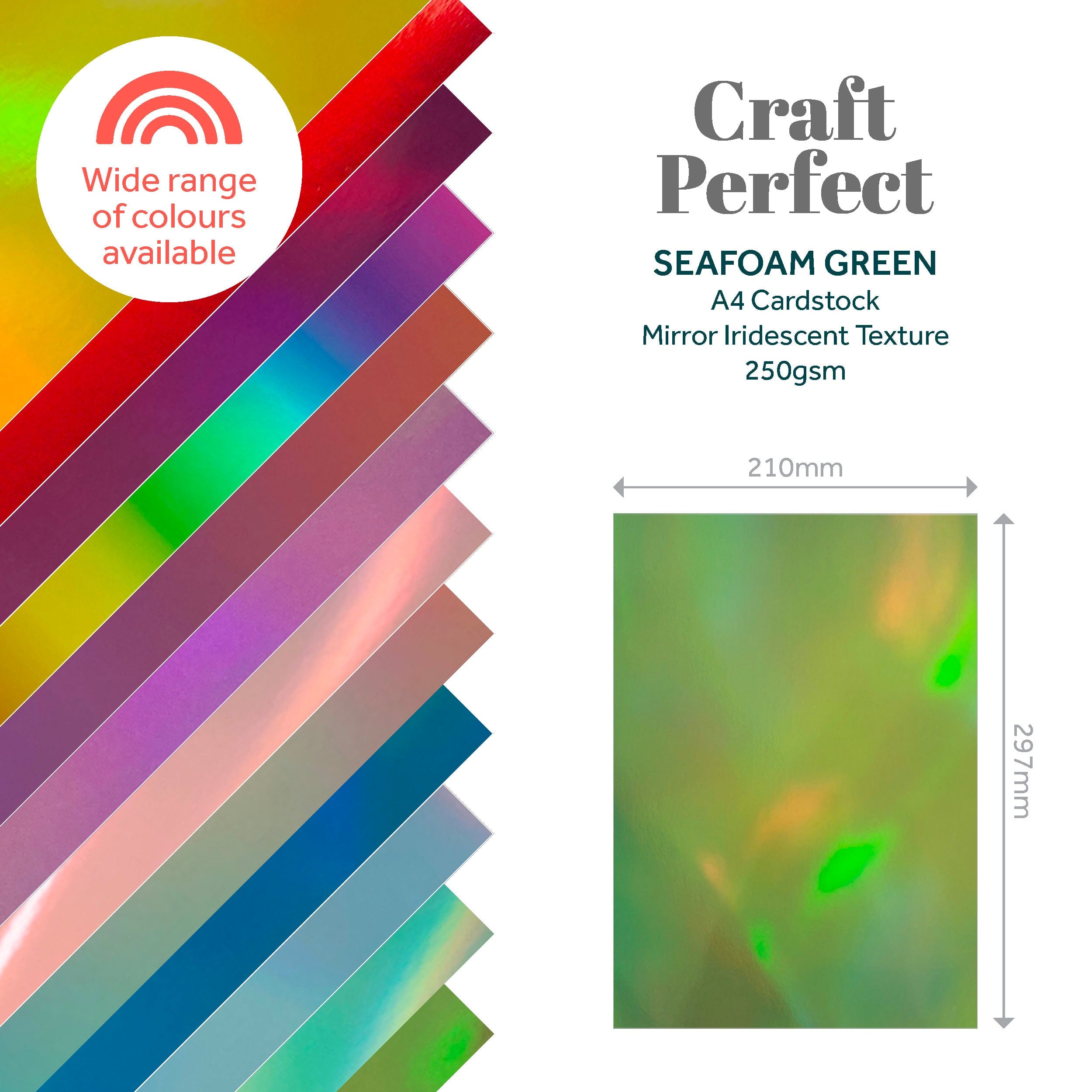 Iridescent Mirror Cardstock - Seafoam Green A4 Size (5 Sheets/Pack) for Scrapbooking, Card Making & DIY Crafts - 9774E