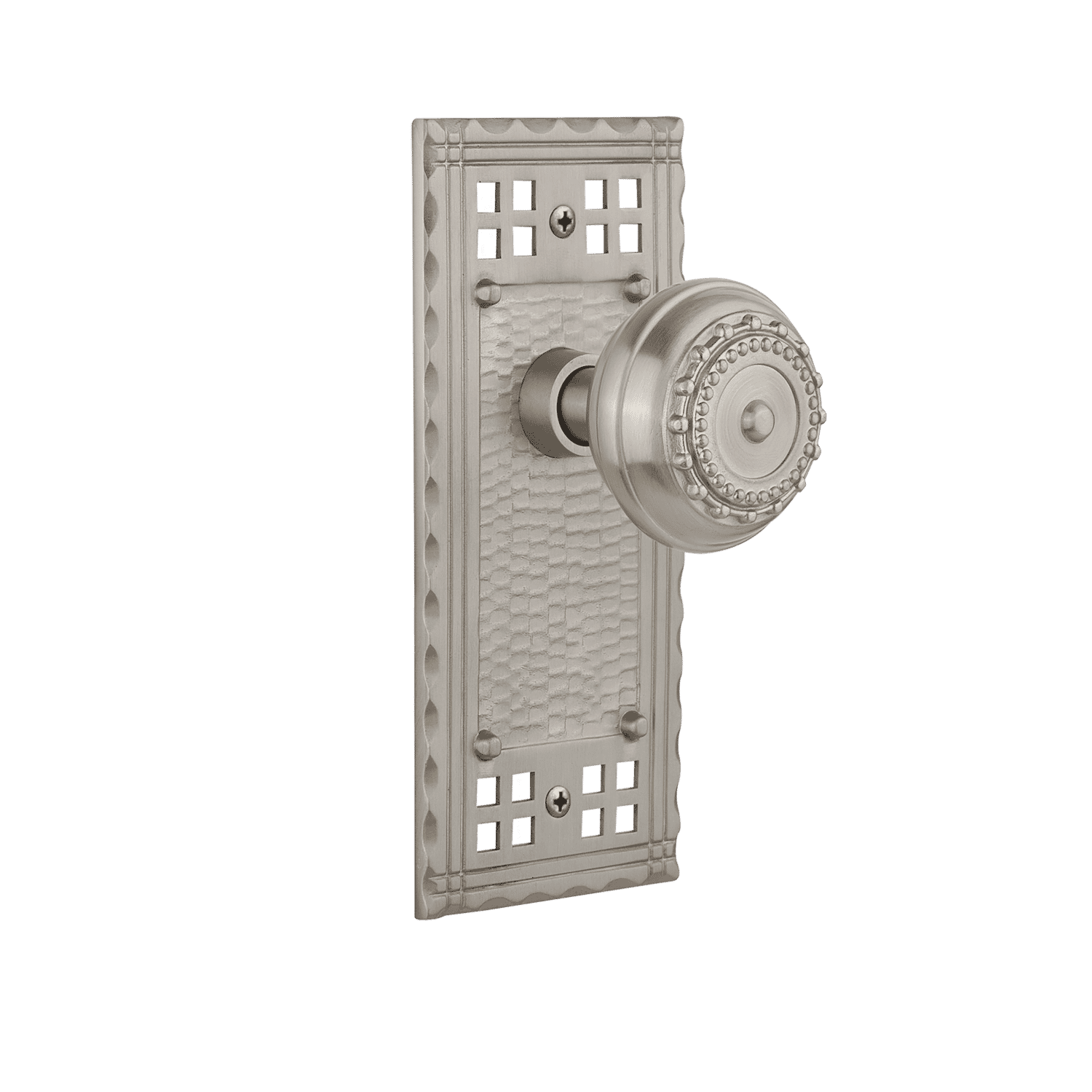 Craftsman Satin Nickel Long Plate with Meadows Knob - Perfect for Cabinet Hardware, Drawer Pulls & Home Decor Upgrades