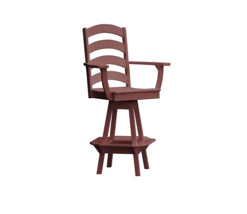 A & L Furniture Ladderback Swivel Bar Chair with Arms - Modern Counter Height Stool for Kitchen Island, Breakfast Nook & Home Bar