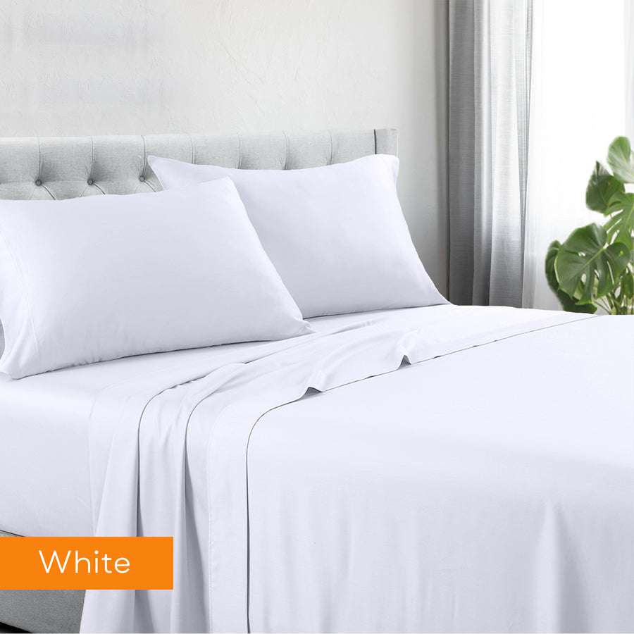 Luxury 1200 Thread Count Hotel Quality Cotton Rich Sheet Set - Double Size, White - Perfect for Bedroom, Guest Room & Airbnb Stays