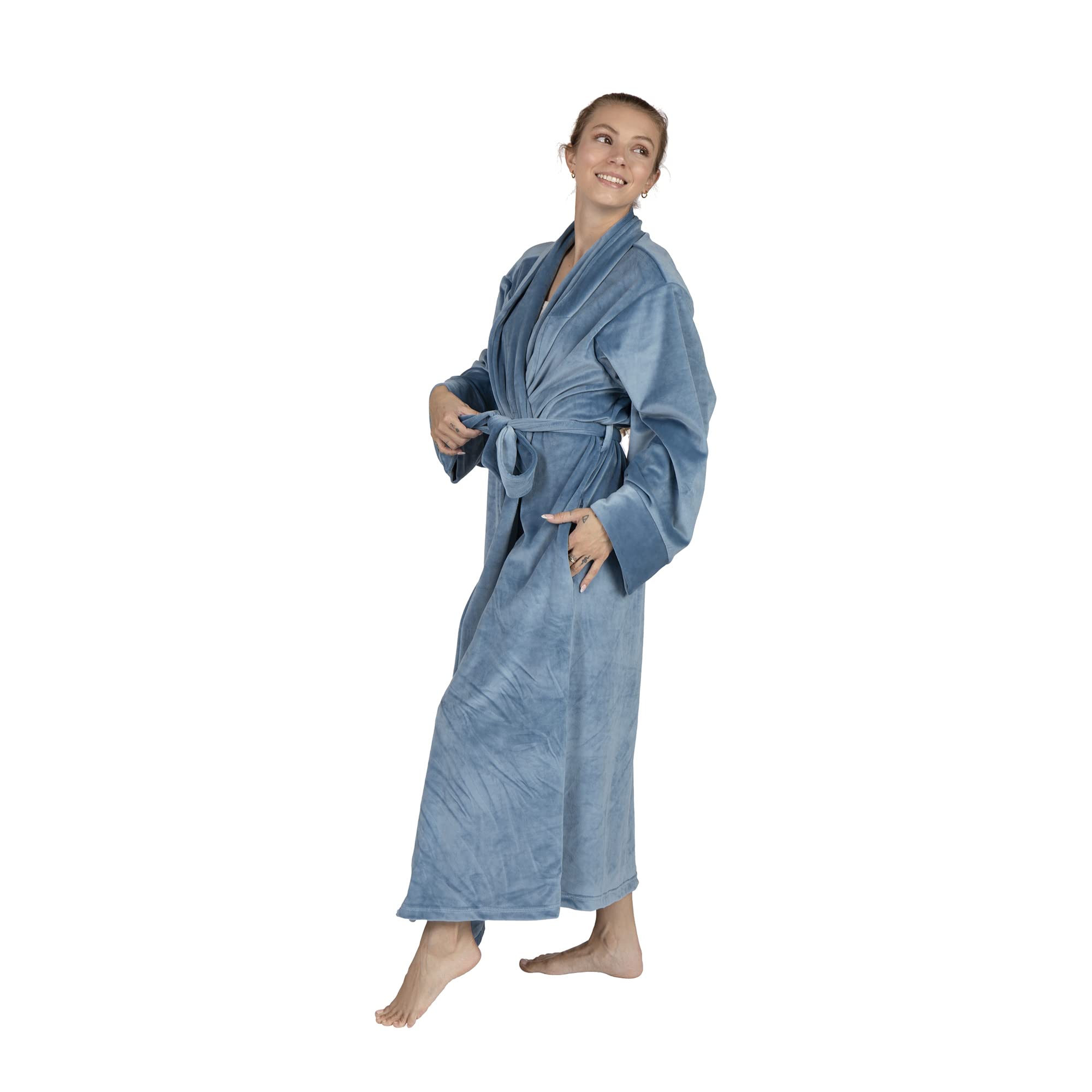Premium Pure Fiber Cloud Soft Velour Robe for Women - Ultra Plush Luxurious Spa Bathrobe | Cozy Lounge Wear & Relaxing Home Wear | Perfect for Spa Days, After Bath, Yoga & Lounging