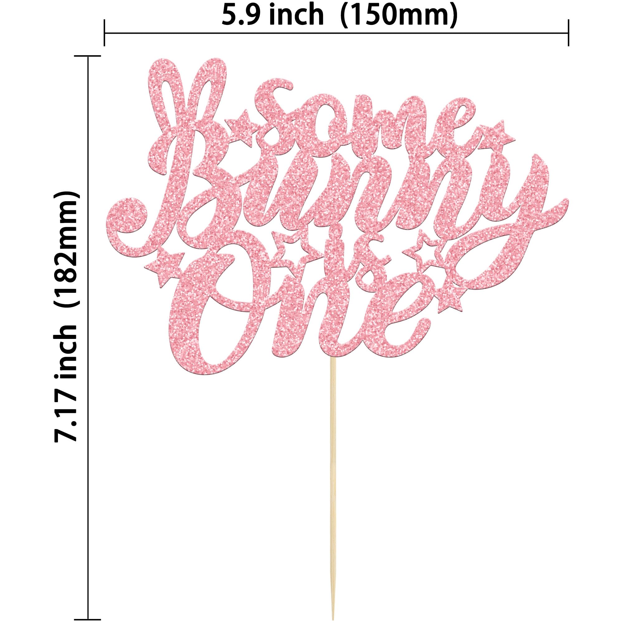 Gyufise Pink Glitter Some Bunny Is One Cake Topper - Easter Cake Decorations for 1st Birthday Party, Baby Shower & Spring Celebrations - Perfect for Boys & Girls Birthday Decor, Easter Theme Parties & Special Occasions