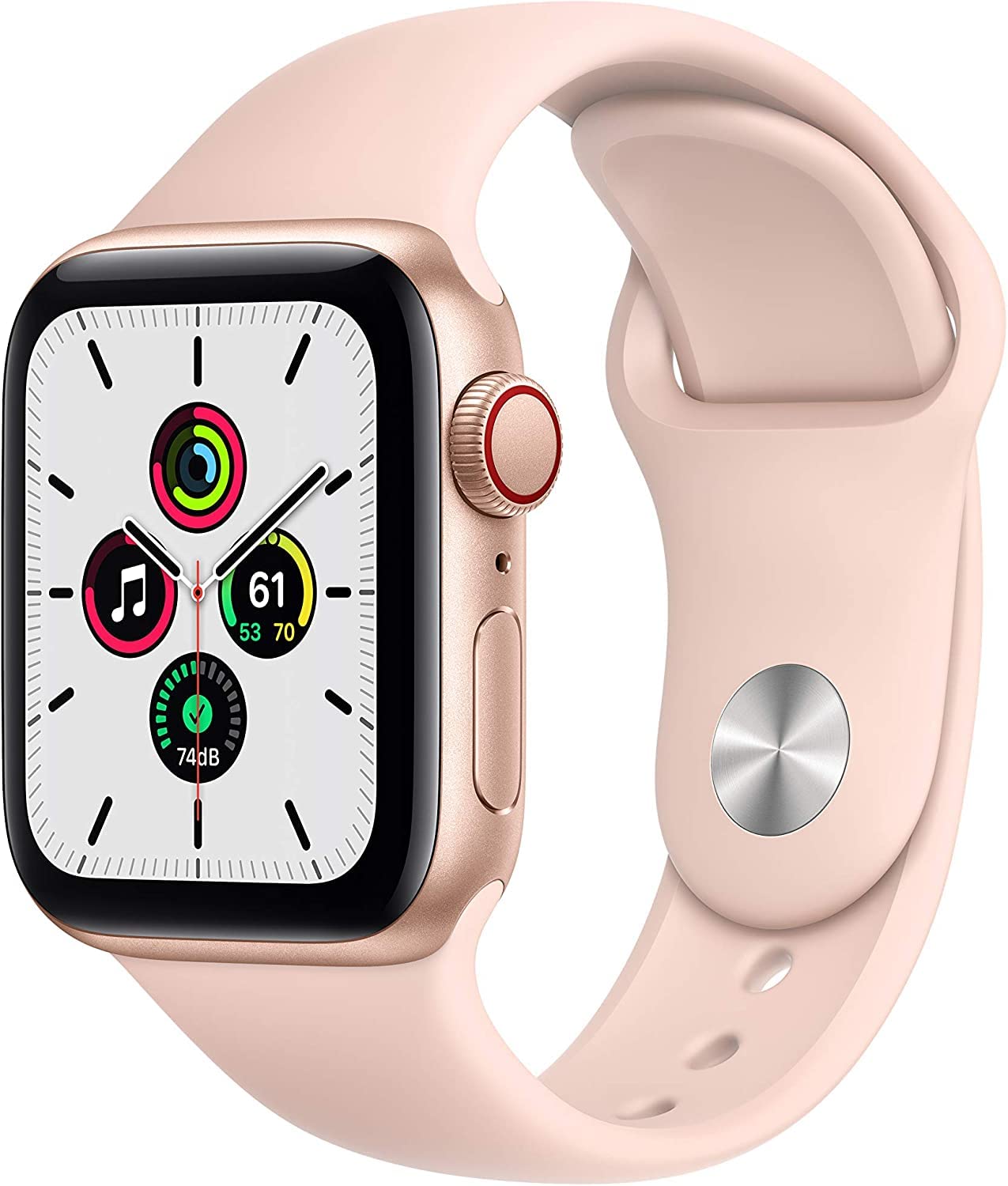 Apple Watch SE (GPS + Cellular, 40mm) - Gold Aluminum Case with Pink Sand Sport Band - Renewed Smartwatch for Fitness Tracking, Calls & Notifications | Perfect for Running, Swimming & Daily Wear