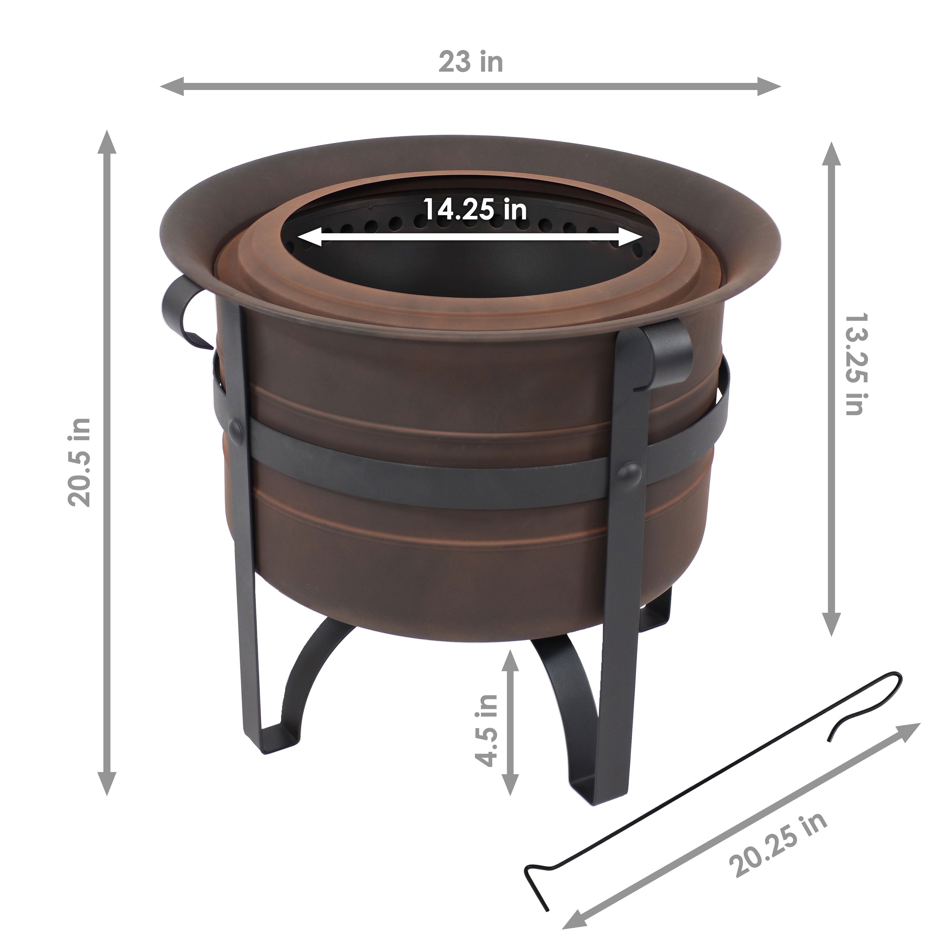 Sunnydaze Cauldron Style Outdoor Smokeless Fire Pit - 23 Inch Steel Wood Burning Fire Bowl for Backyard, Patio, Camping & Garden Gatherings