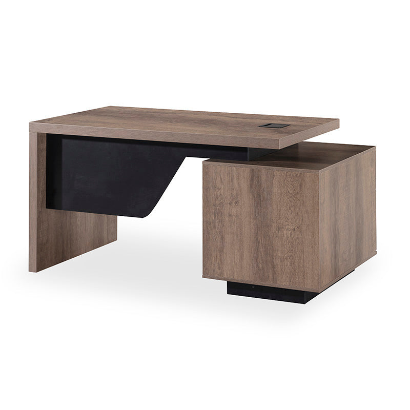 KELLEN Executive Desk with Left Return - 1.6M & 1.8M Warm Oak & Black Home Office Desk - Perfect for Modern Workspaces & Professional Environments