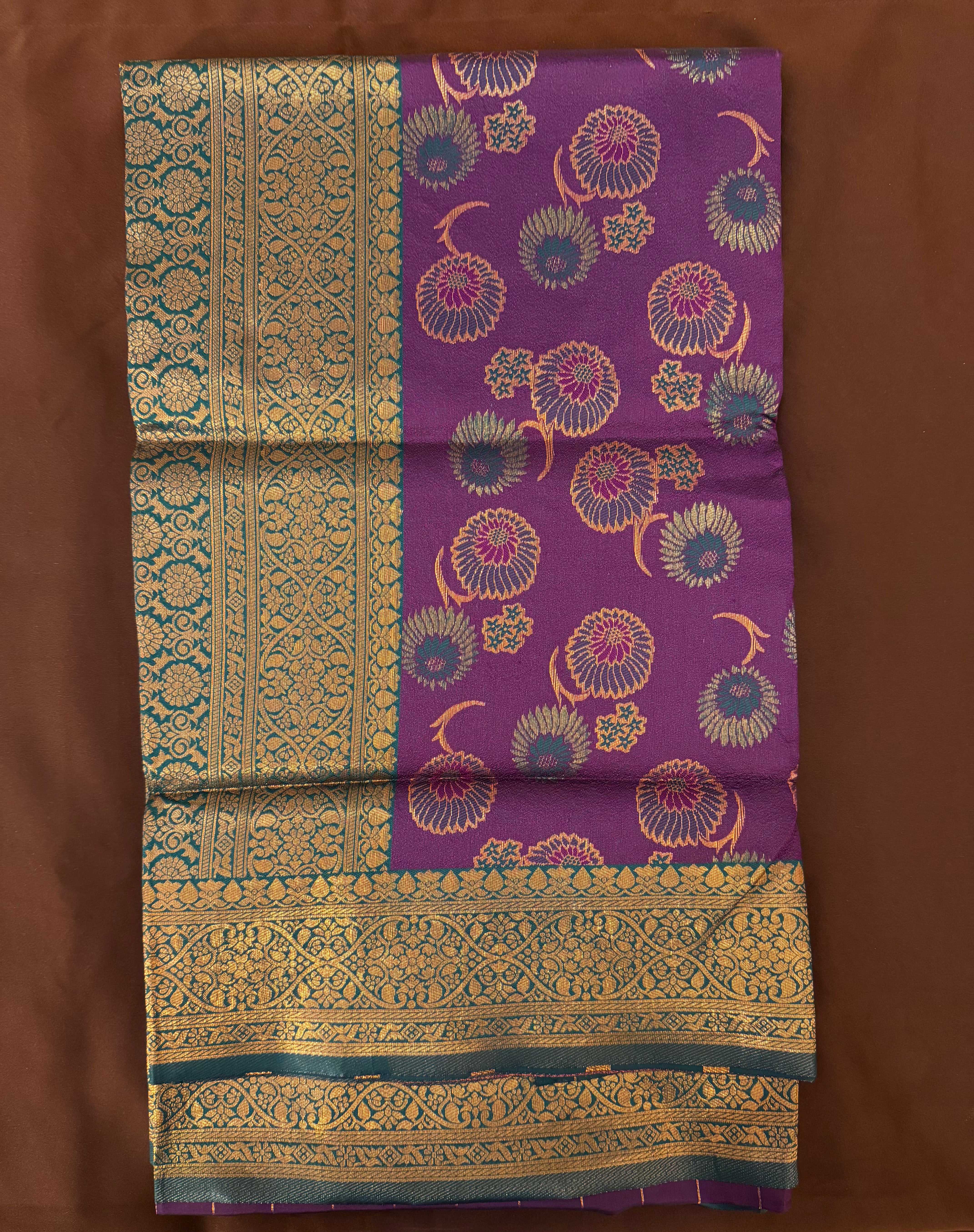Elegant Violet Art Silk Saree with Dark Green Border for Women - Perfect for Weddings, Parties & Festive Occasions