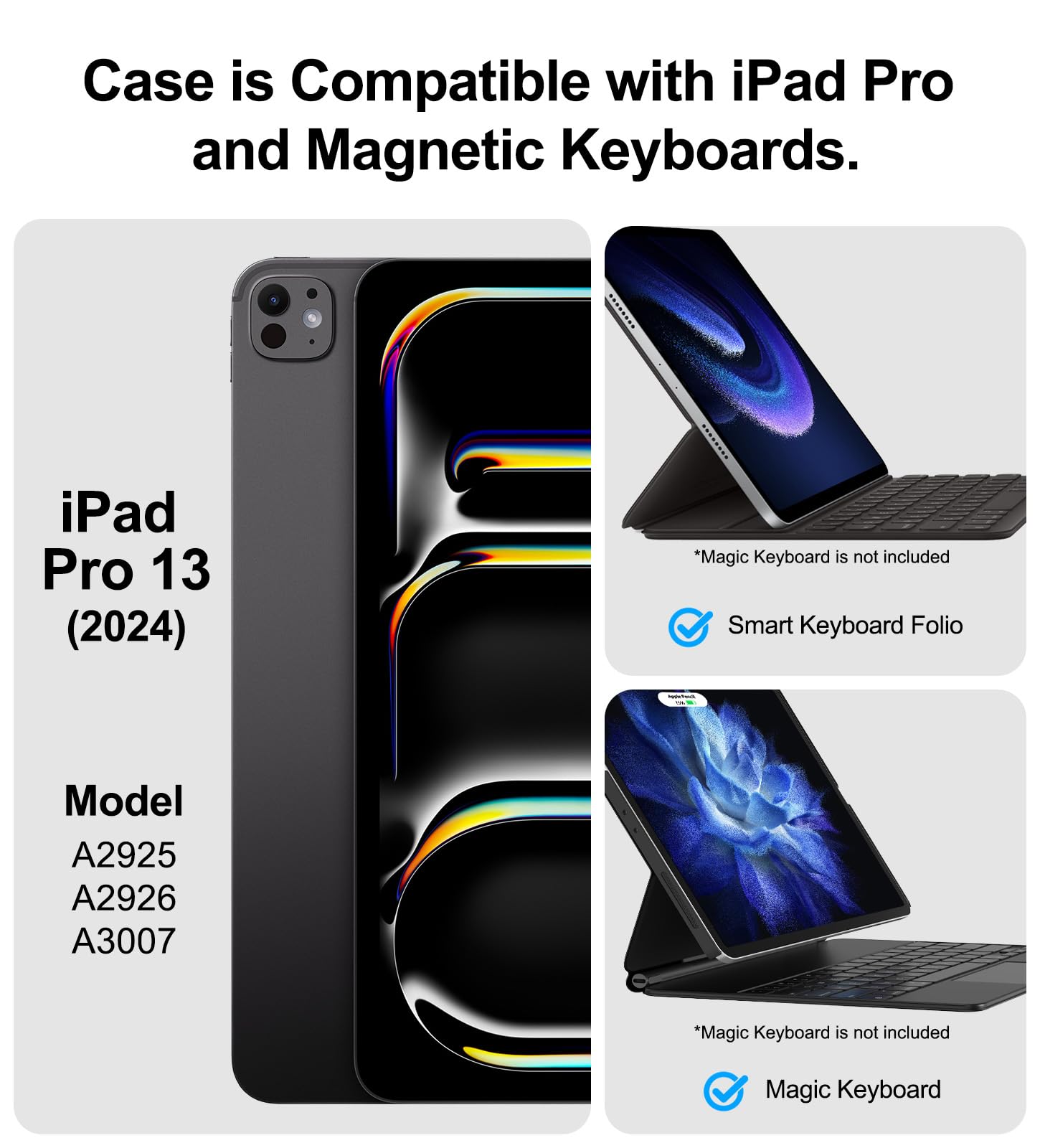 2024 iPad Pro 13-inch M4 Magic Keyboard Compatible Case with Apple Pencil Holder - Slim Durable Leather Folio Cover for Smart Keyboard (Keyboard Not Included) | Perfect for Work, Travel & Home Office Use