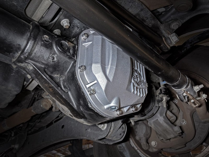 AFE Front Differential Cover (Raw Finish, Street Series) for Ford Diesel Trucks 1994.5-2014 V8 7.3L/6.0L/6.4L/6.7L - Heavy Duty Protection for Off-Road & Towing