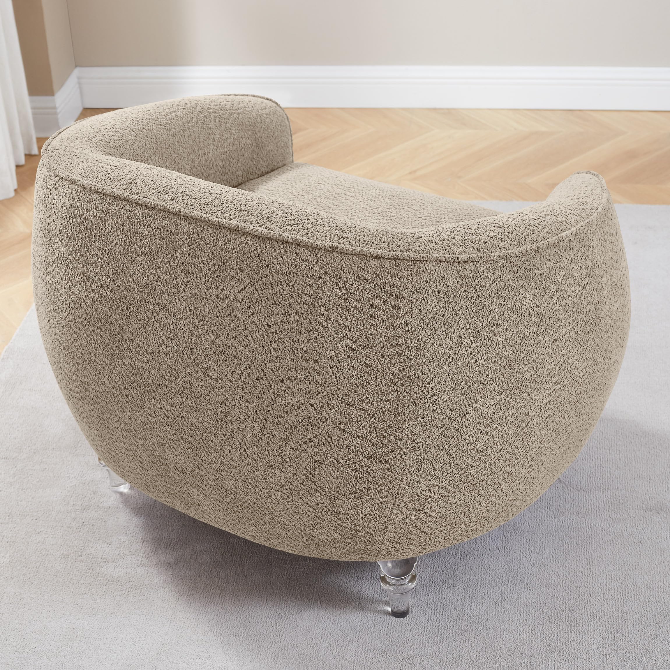 Modern Accent Chair with Soft Padded Seat & Acrylic Legs - Cozy Barrel Club Armchair for Living Room, Bedroom, Office & Reading Nook - Perfect for Relaxing, Reading & Home Decor