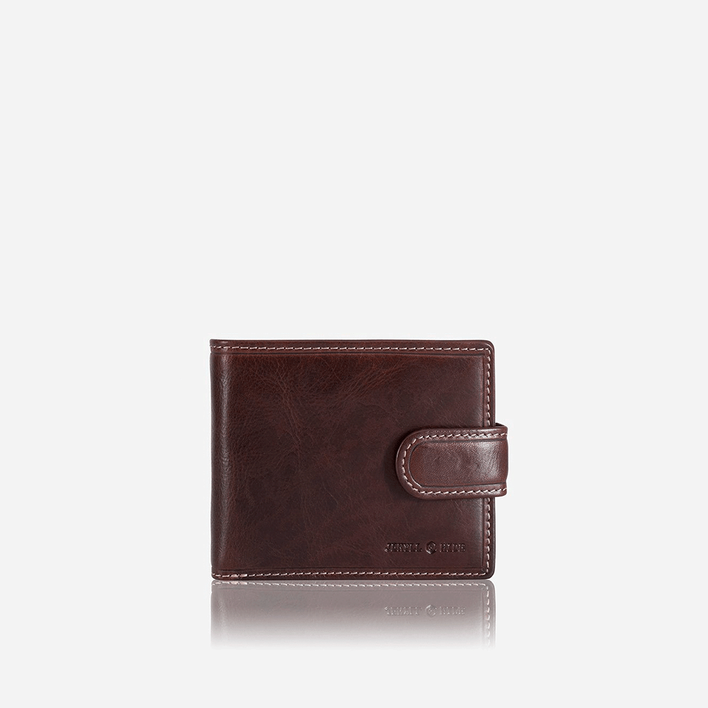 Jekyll & Hide Genuine Leather Oxford Billfold Wallet with Coin Pocket & ID Window - Coffee Brown for Men's Everyday Carry & Travel Accessories