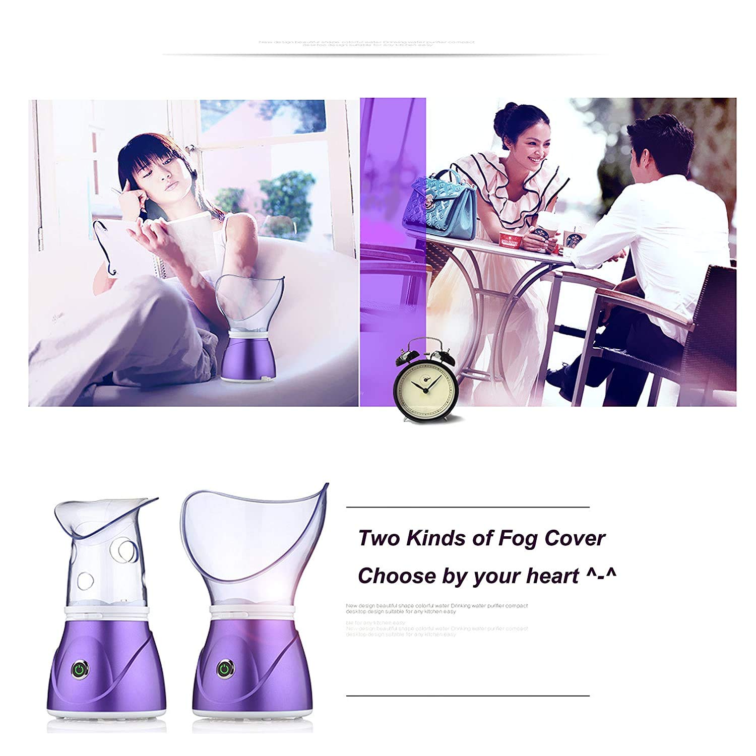Hann Professional Facial Steamer - Warm Mist Humidifier & Sinus Steam Inhaler for Home Spa, Includes Stainless Steel Skin Kit & Cotton Towel (Purple) | Perfect for Deep Cleansing, Hydration & Sinus Relief
