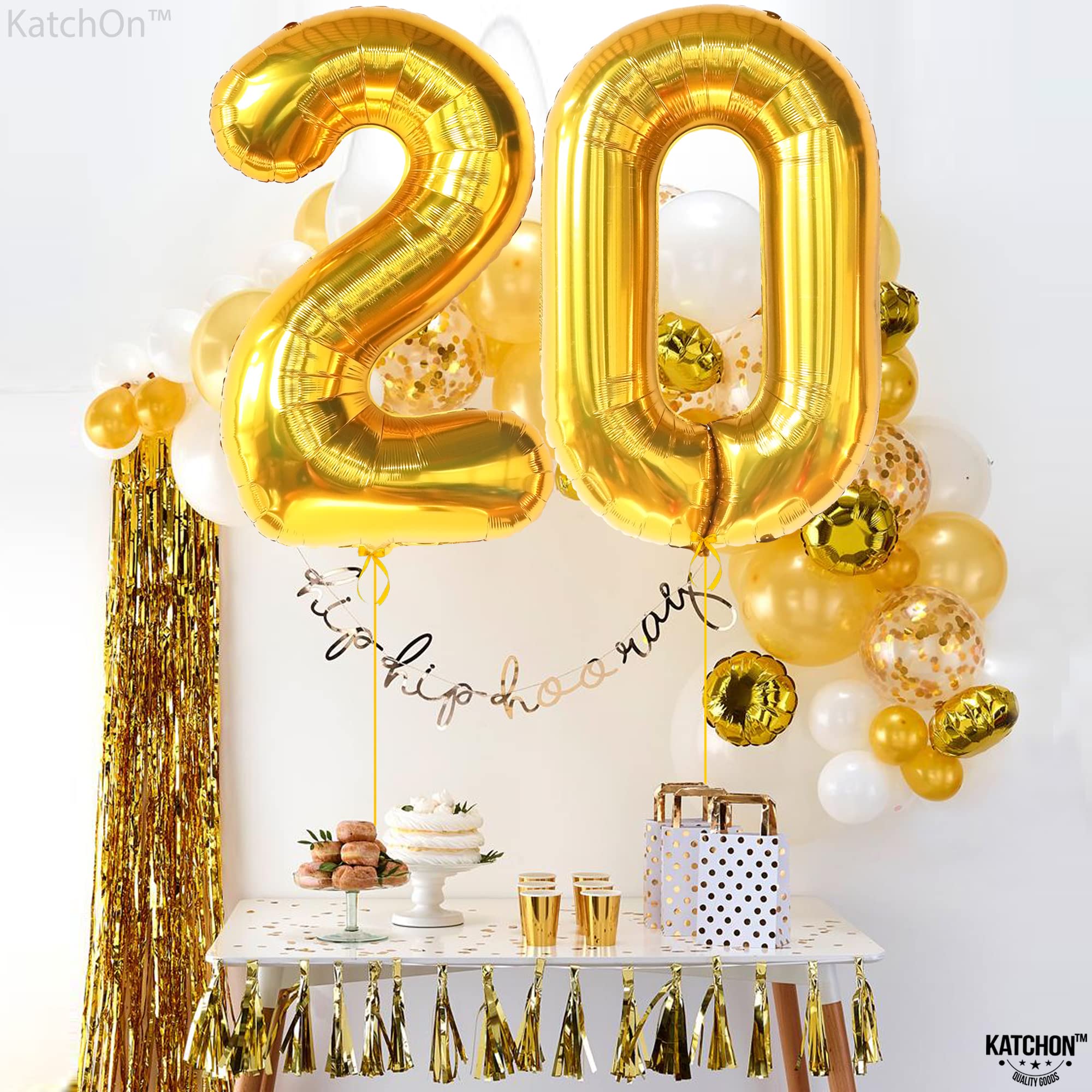 KatchOn 40 Inch Gold Number 20 Balloon - Large Foil 20th Birthday Decorations for Party, Anniversary & Celebration | Perfect for 20th Birthday Party, Graduation, Wedding Anniversary & Special Events