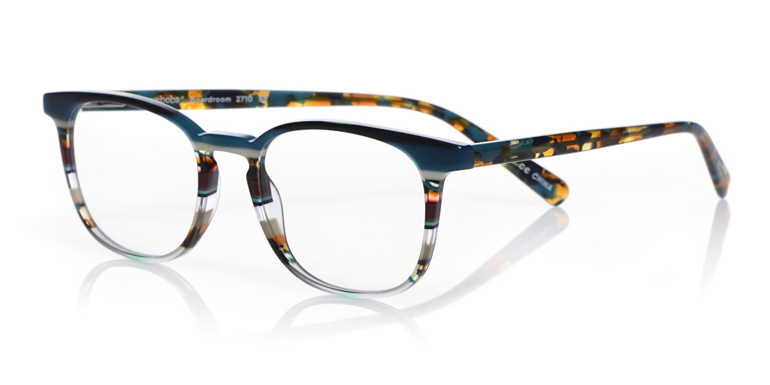 Boardroom Color 59 Teal Multi Stripe Front & Teal Tortoise Temples Eyeglasses - Stylish Reading Glasses for Office Professionals & Business Meetings