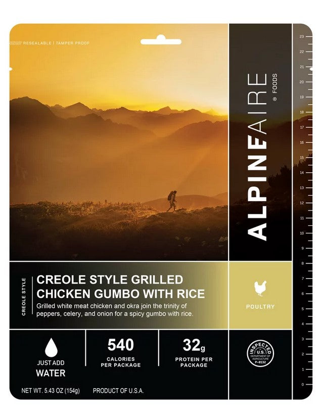 AlpineAire Creole Grilled Chicken Gumbo with Rice - Authentic Louisiana Style Meal - Perfect for Camping, Hiking & Emergency Food Supply