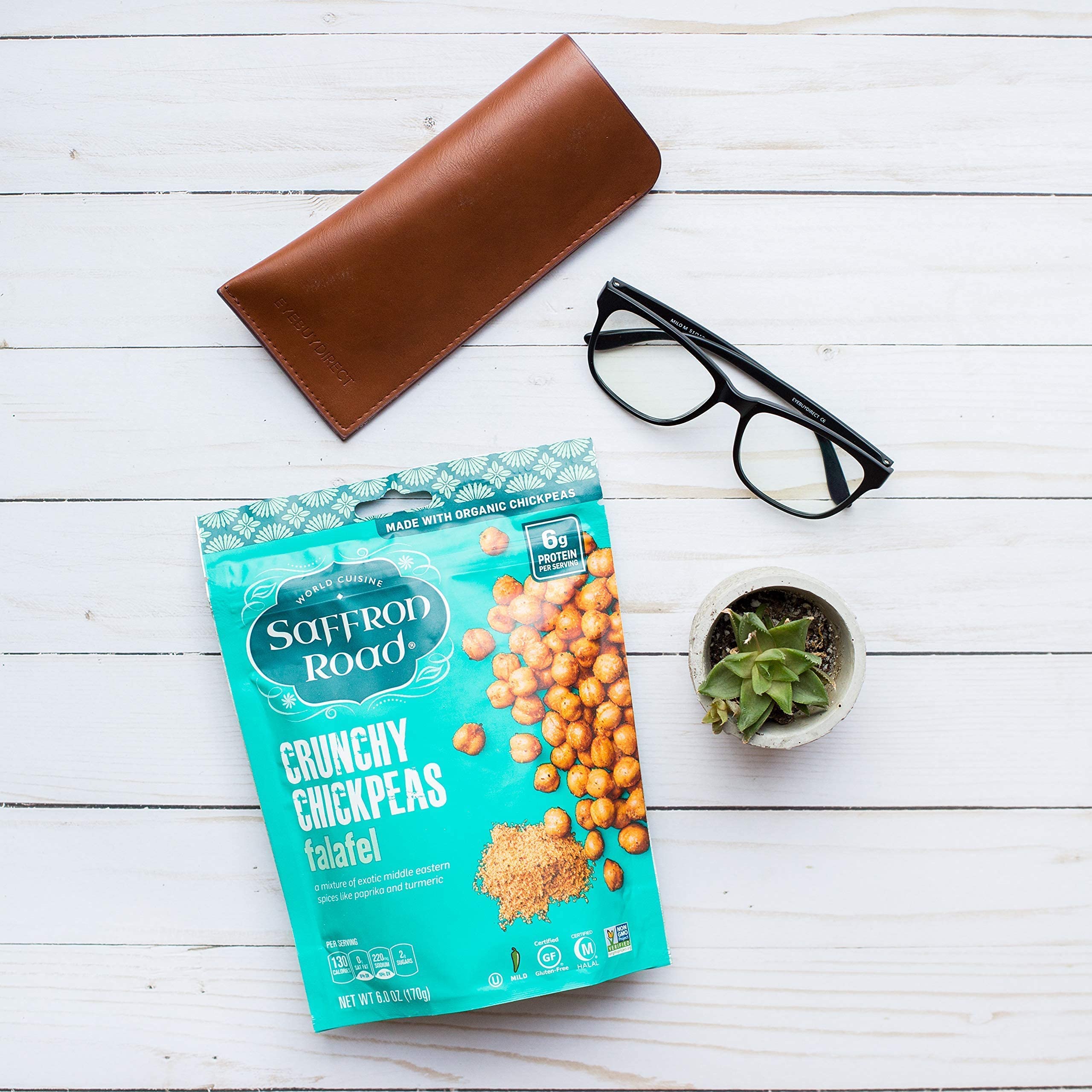 Organic Crunchy Chickpea Snacks - Gluten Free, Non-GMO, Kosher, Vegan | Falafel Flavor | 6 oz (6 Pack) | Healthy On-the-Go Snack for Work, School & Travel