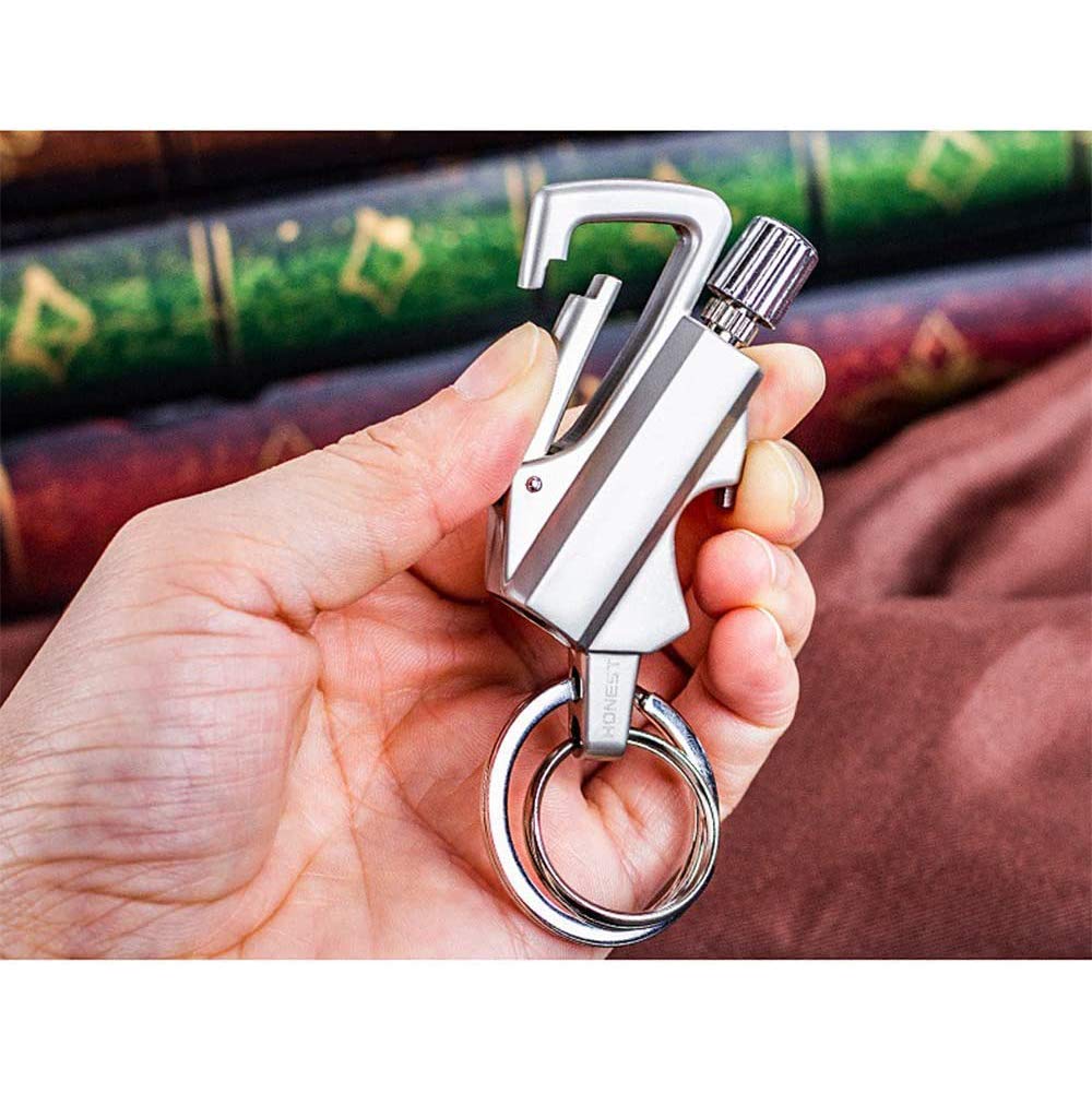 Refillable Metal Lighter with Flint Fire Starter - Outdoor Survival Gear for Camping & Emergency