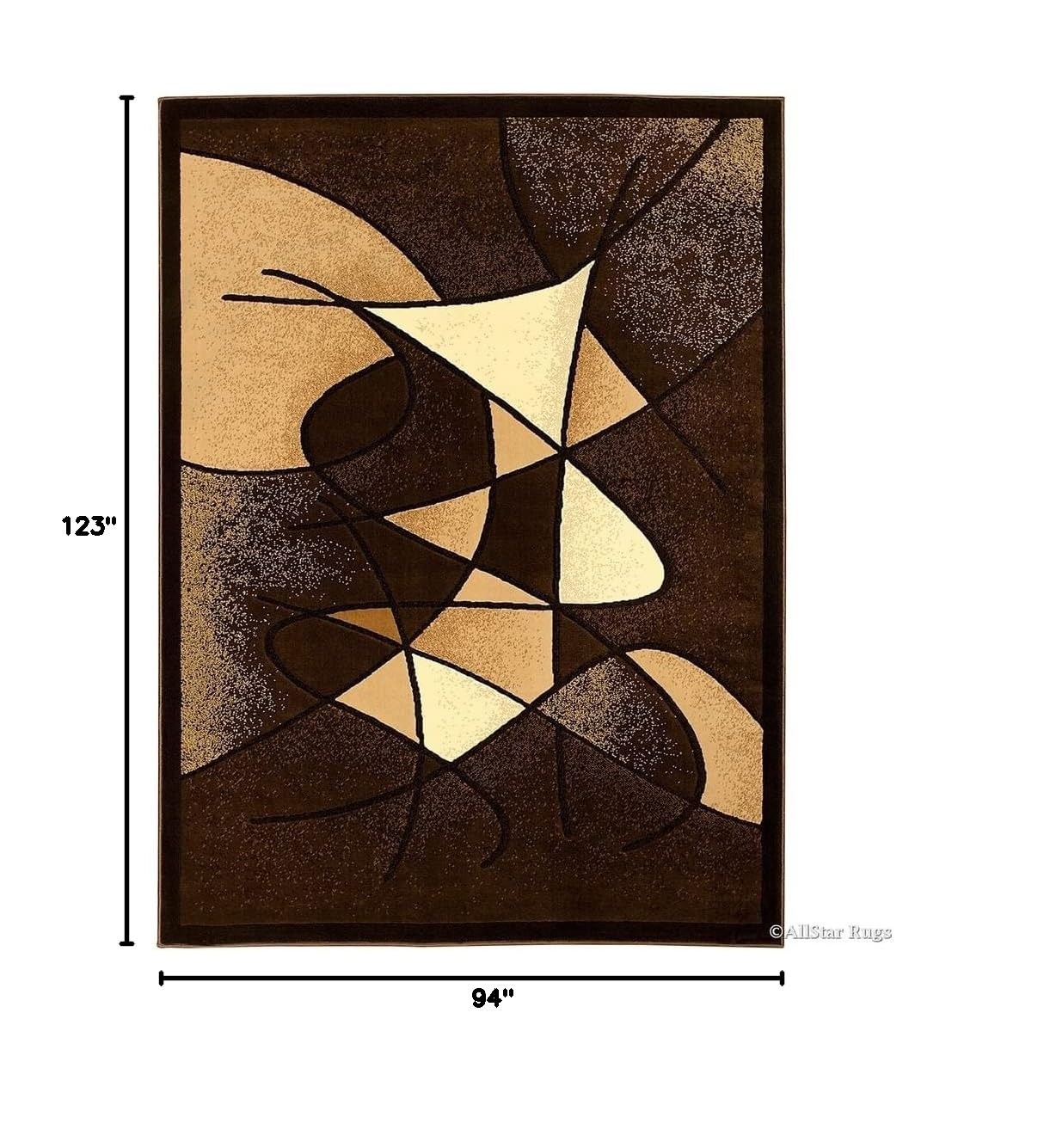 Allstar 8x10 Chocolate and Mocha Modern Machine Carved Area Rug - Espresso & Ivory Abstract Design Runner (7'9