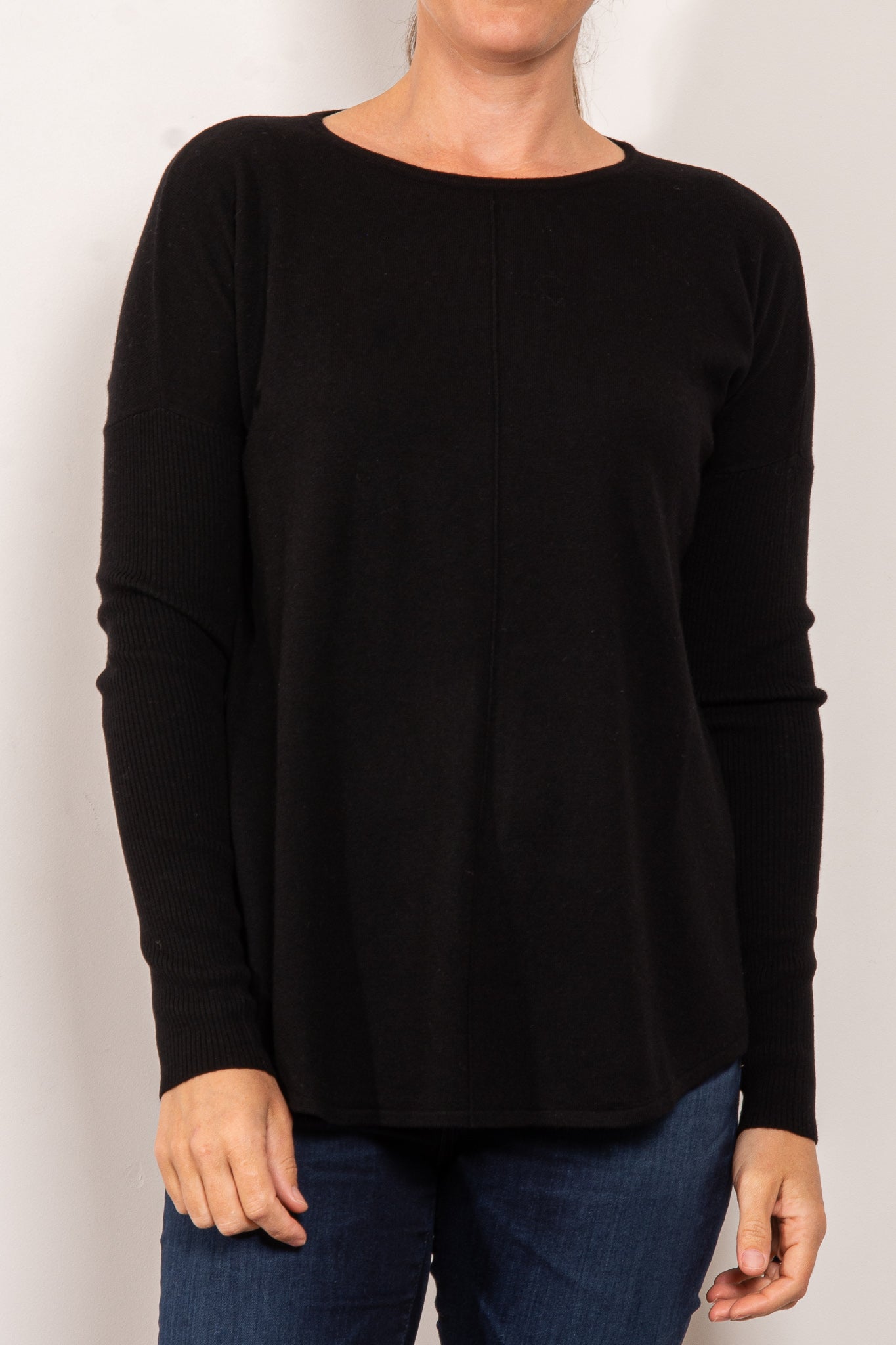 Bridge & Lord Curved Hem Crew Neck Sweater for Women - Soft Knit Pullover for Casual Wear & Office Outfits