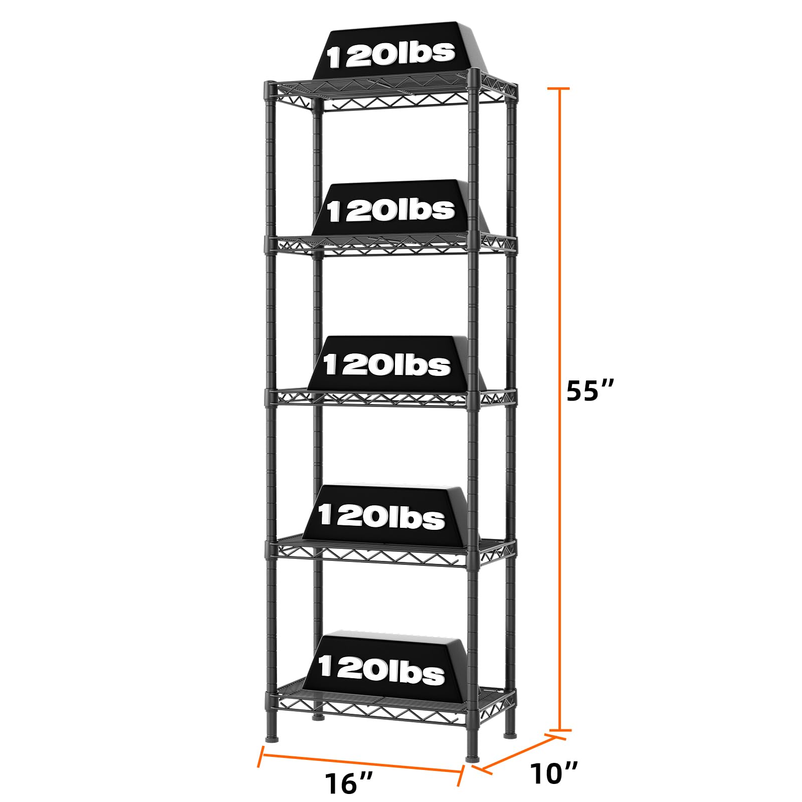 SINGAYE 5-Tier Adjustable Wire Shelving Unit - 10