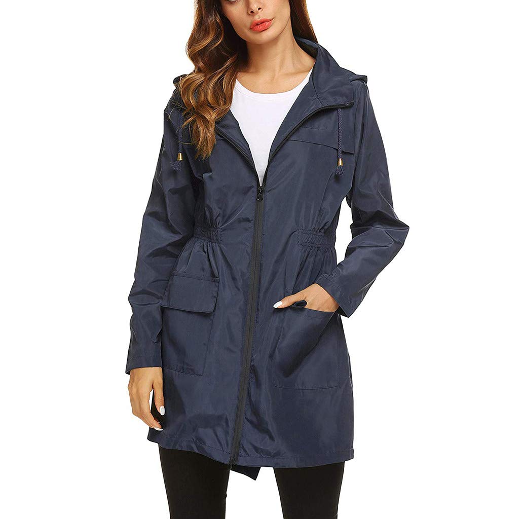 FMCHICO CHARMAP - Women's Waterproof Raincoat Windbreaker Jacket, Lightweight Hooded Trench Coat for Outdoor Hiking, Commuting & Travel