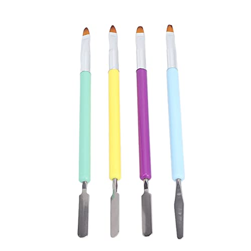 Professional Nail Extension Gel Brush Set - 4pcs Double Ended Artificial Fiber Hair Brushes for DIY Nail Art, Salon & Beginners | Perfect for Acrylic, Gel Polish & Nail Design Application