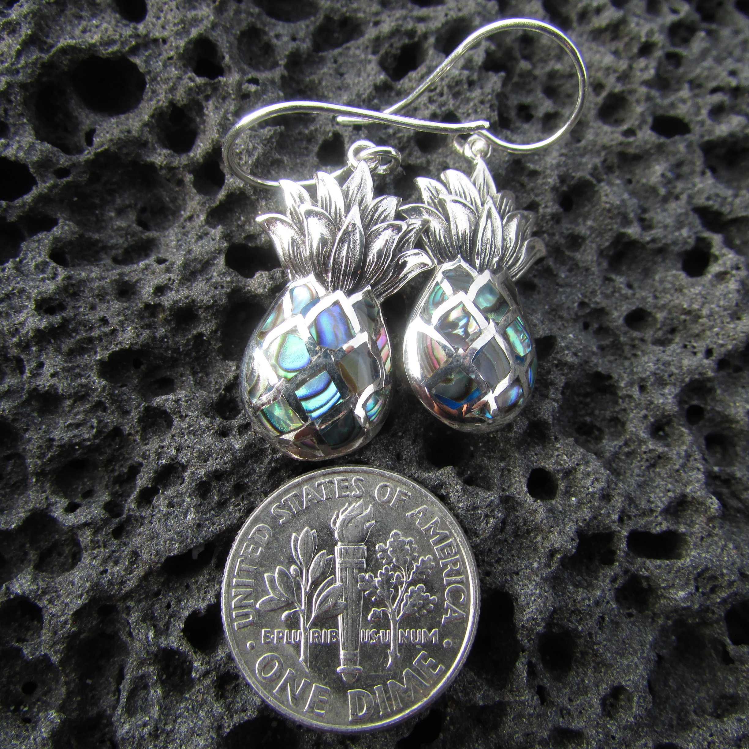 Stylish Pineapple Earrings - Sterling Silver with Abalone Shell Inlay | Perfect for Summer, Beach Vacations & Tropical-Themed Parties