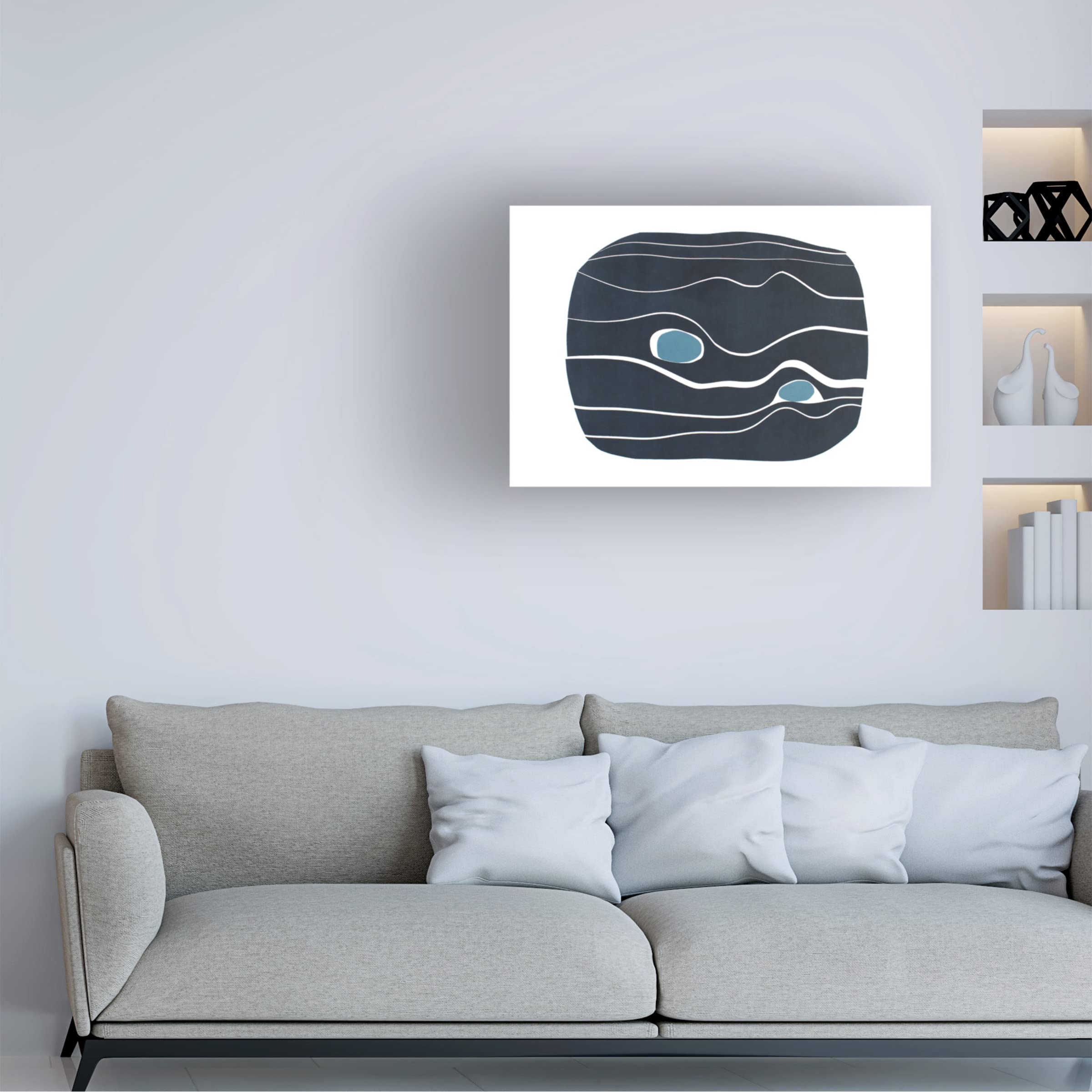 Rob Delamater 'River Stones I' Canvas Wall Art Print - Modern Nature Landscape Painting for Living Room, Bedroom & Office Decor