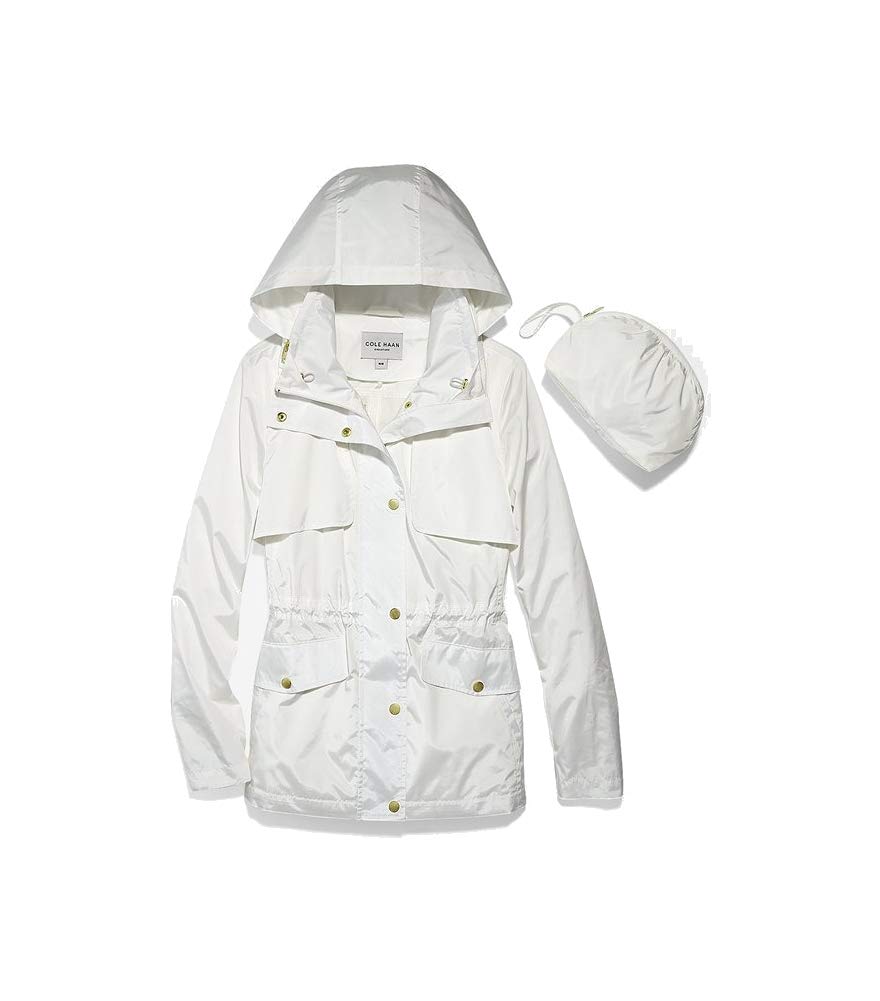 Cole Haan Women's Waterproof Packable Rain Jacket - Lightweight Windbreaker for Outdoor Activities, Travel & Commuting