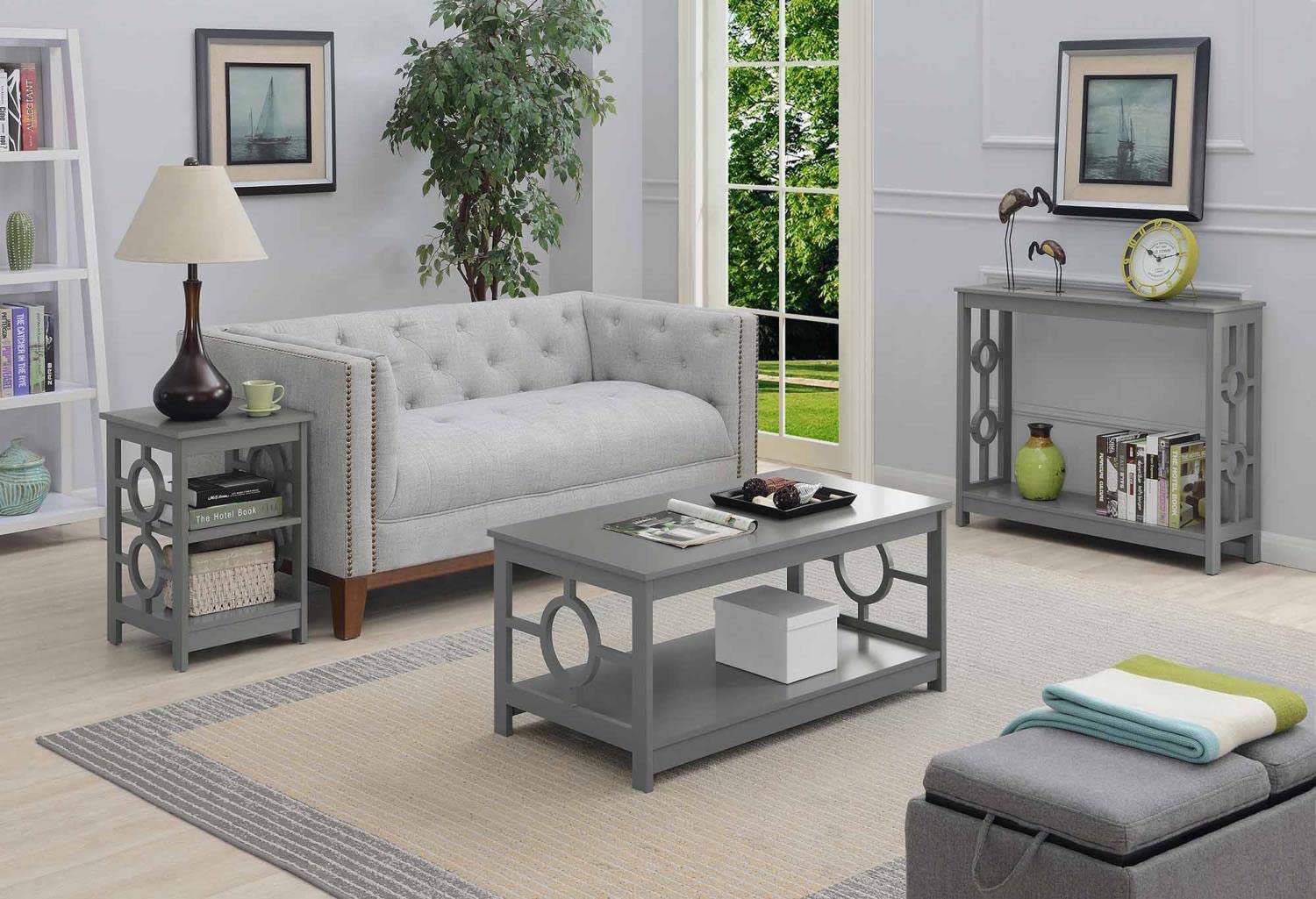 Convenience Concepts Modern Gray Ring Coffee Table - Stylish Living Room Furniture for Small Spaces, Home Decor & Entertainment Areas