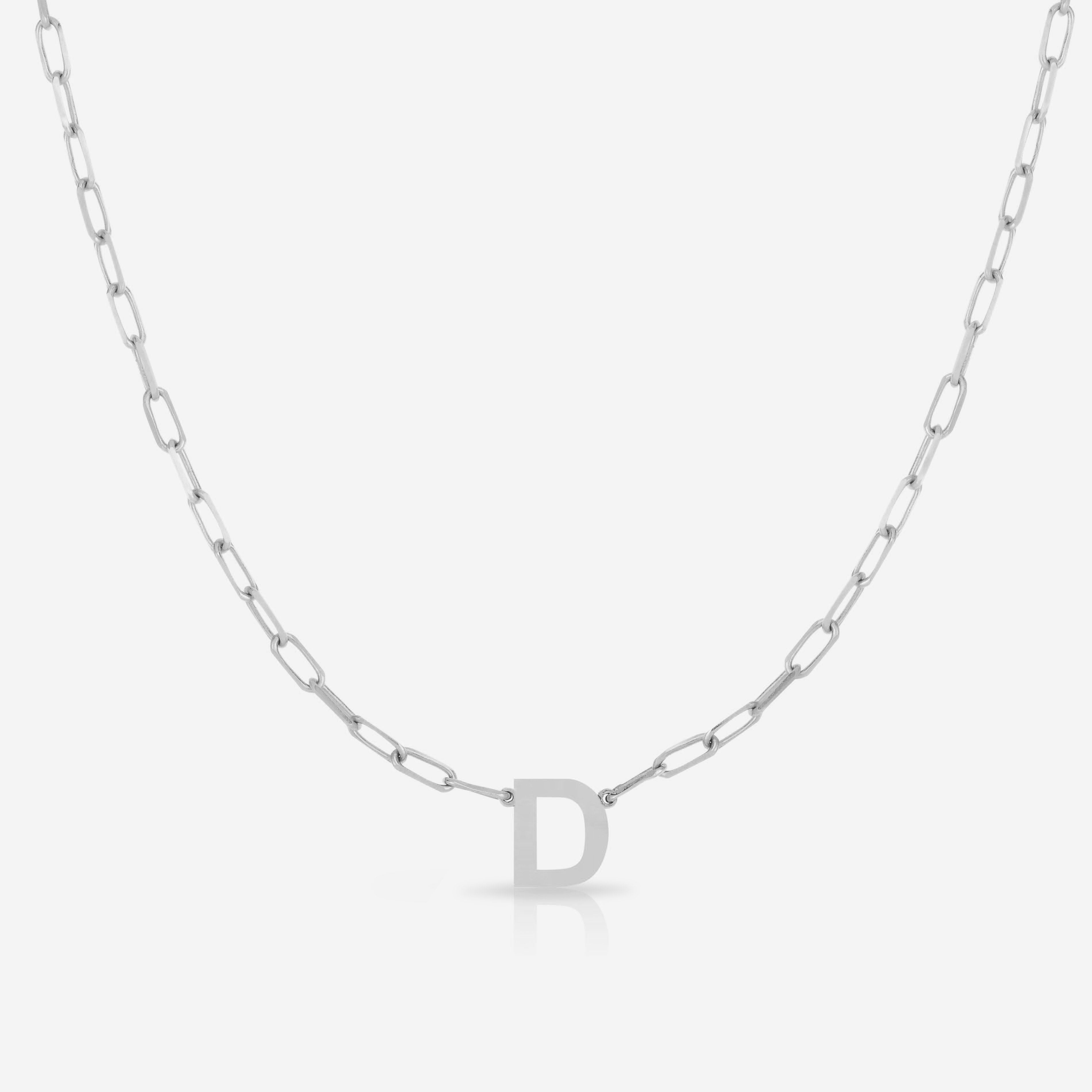 Block Initial & Link Chain Necklace for Women - Personalized Name Letter Pendant Jewelry Gift for Birthday, Anniversary, Valentine's Day | Everyday Wear, Layering, Special Occasions