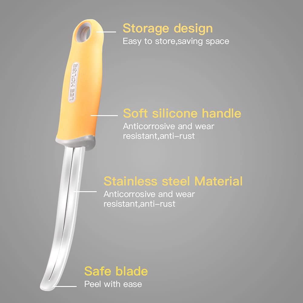 Premium Stainless Steel Coconut Meat Remover Knife with Ergonomic Silicone Handle - Durable Coconut Opener & Scraper Tool for Kitchen, Baking & Tropical Cooking - Perfect for Coconut Water Extraction, Dessert Making & Home Use