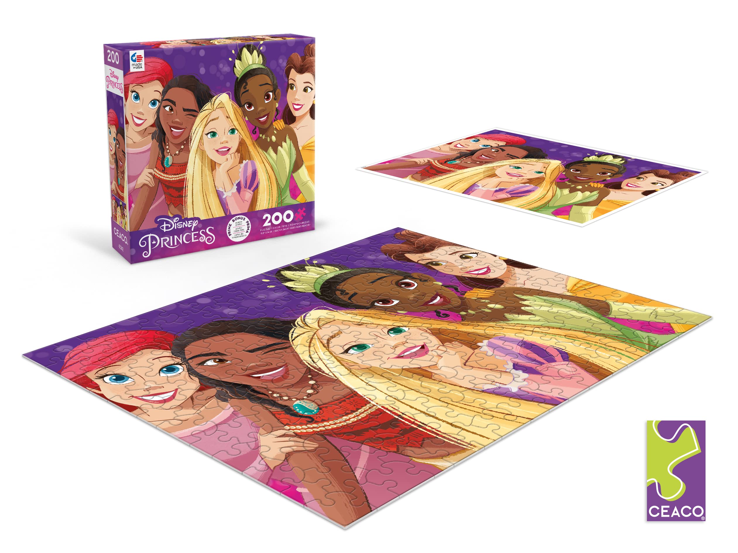 Ceaco Disney Friends Princess Party - 200 Piece Oversized Jigsaw Puzzle for Adults & Kids - Perfect for Family Game Night, Birthday Gifts & Disney Collectors