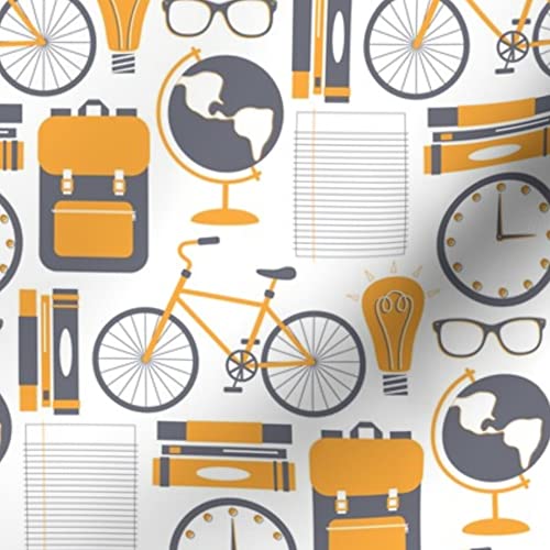 Bicycle & Book Printed Minky Fabric Fat Quarter - Soft Plush for Baby Blankets, Quilt Backing & Sewing Projects - Perfect for DIY Crafts, Home Decor & Nursery Accessories