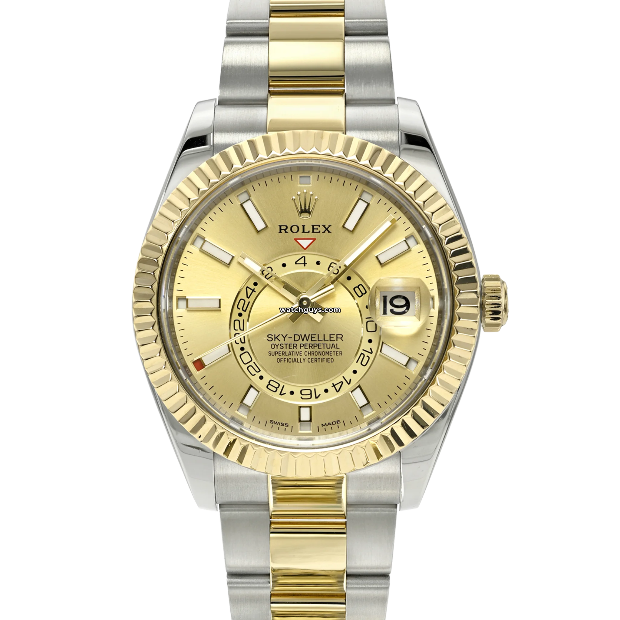 Rolex Sky-Dweller 326933 Champagne Dial Two-Tone Stainless Steel & Gold Watch - Luxury Timepiece for Business Travel & Formal Occasions