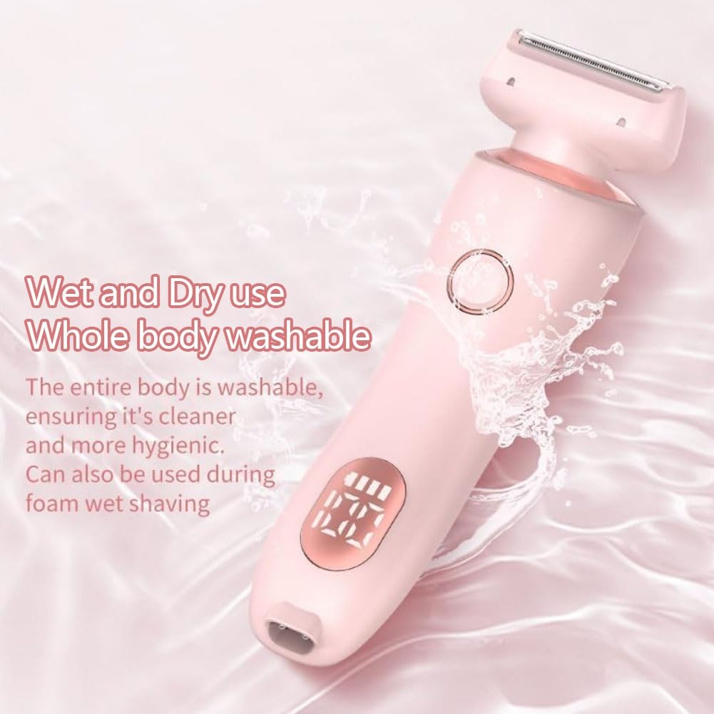 2 in 1 Electric Shaver & Razor for Women - Rechargeable Wet/Dry Bikini Trimmer with Digital Display - Painless Hair Removal for Legs, Underarms & Arms (Blue) - Perfect for Travel, Gym & Quick Touch-Ups