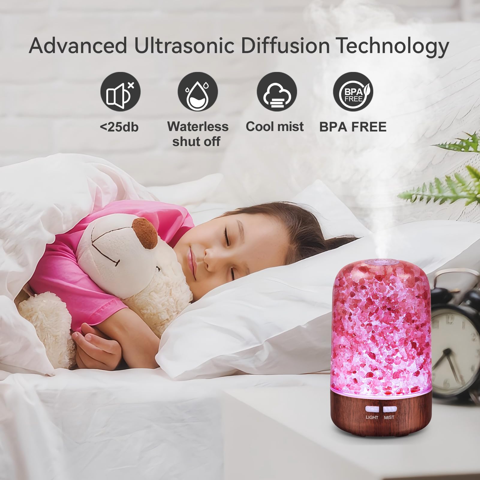 Premium 3-in-1 Aromatherapy Essential Oil Diffuser with Himalayan Salt Lamp & Cool Mist Humidifier - 120ml Ultrasonic Diffuser with 7 Color Changing LED Lights for Home, Office, Yoga Studio & Bedroom Relaxation (Red Bronze)