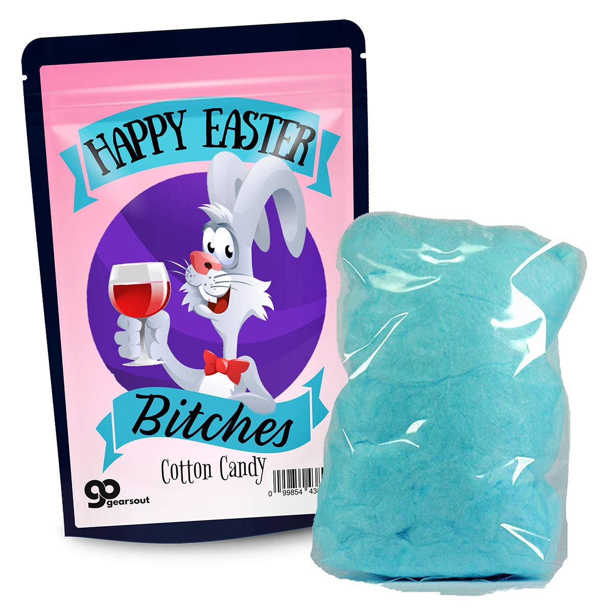 Happy Easter Cotton Candy - Easter Bunny Wine Toast Design Novelty Gluten-Free Candy for Friends (Blue) | Party Favors, Gifts & Celebrations