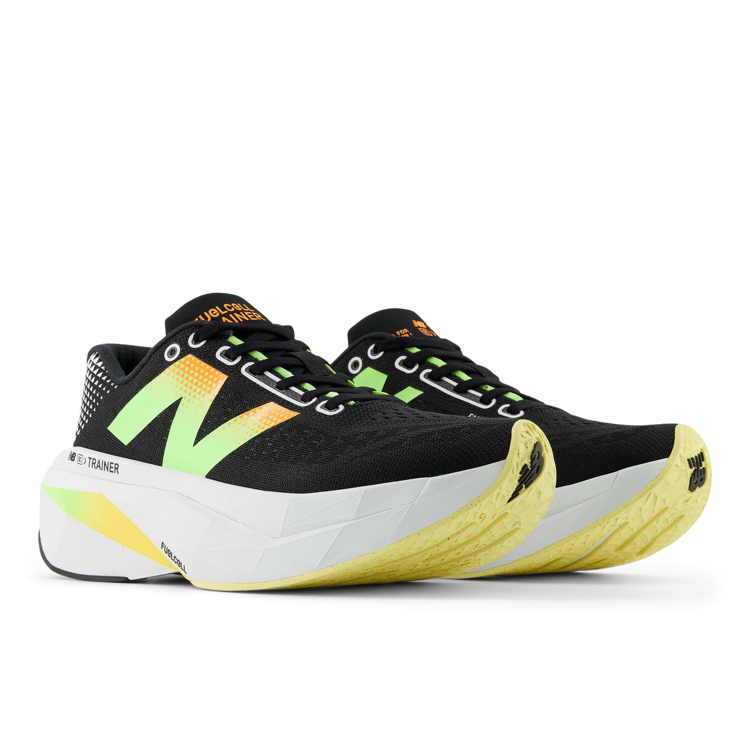Women's FuelCell SuperComp Trainer v3 Running Shoes - Lightweight & Cushioned for Training (Black/Phantom/Bleached Lime Glo/White Peach) | Perfect for Marathon Training, Gym Workouts & Daily Jogging