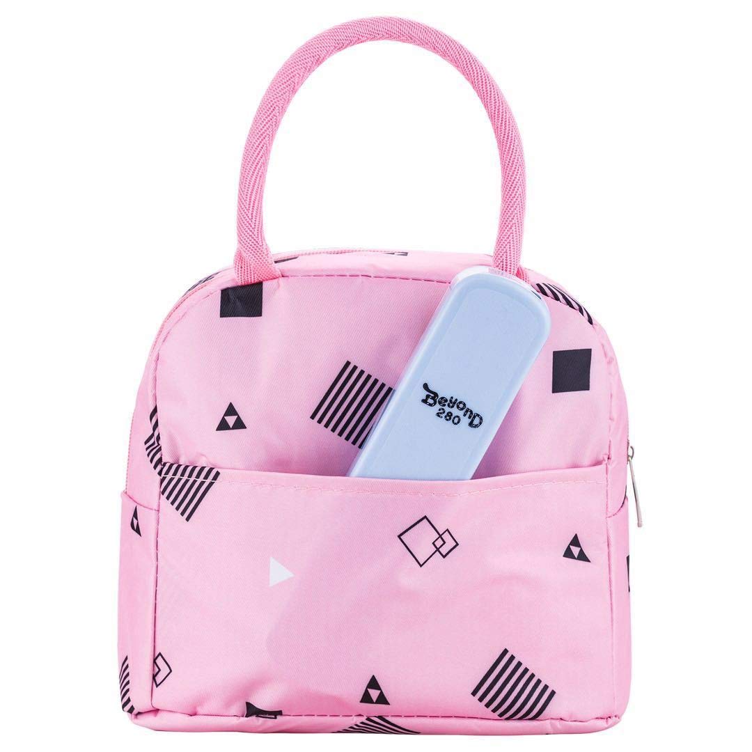 Stylish Insulated Lunch Bag for Women & Teens - Portable 3-Piece Flatware Set Included - Cute Pink Lunch Box for Work, School & Travel - Perfect for Office, College & Picnics