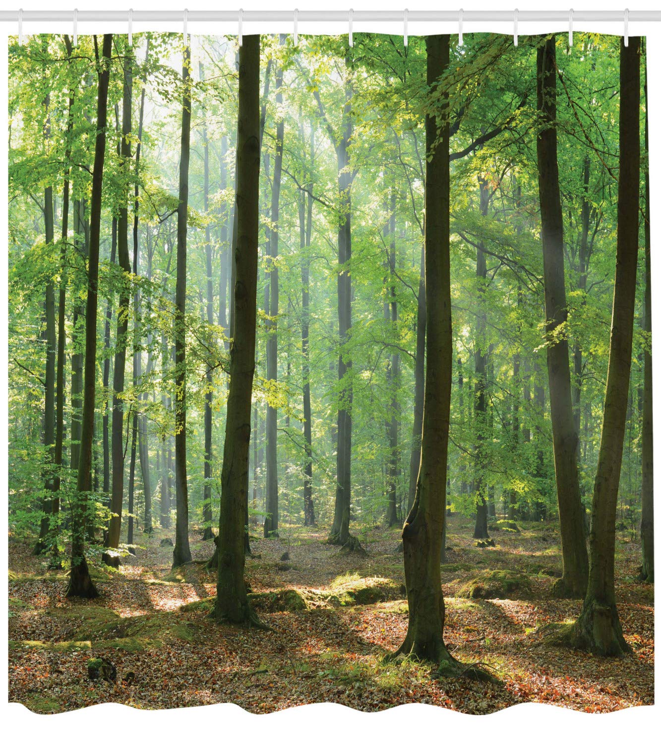 Ambesonne Forest Shower Curtain - Morning in The Woods Nature Print, Waterproof Fabric Bathroom Decor with Hooks, 69