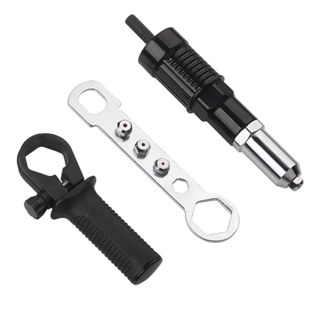 UKCOCO Cordless Electric Rivet Adapter Kit - Power Hand Tool for Electric Drills | Black Riveting Insert Tool for DIY, Home Repair & Automotive Projects
