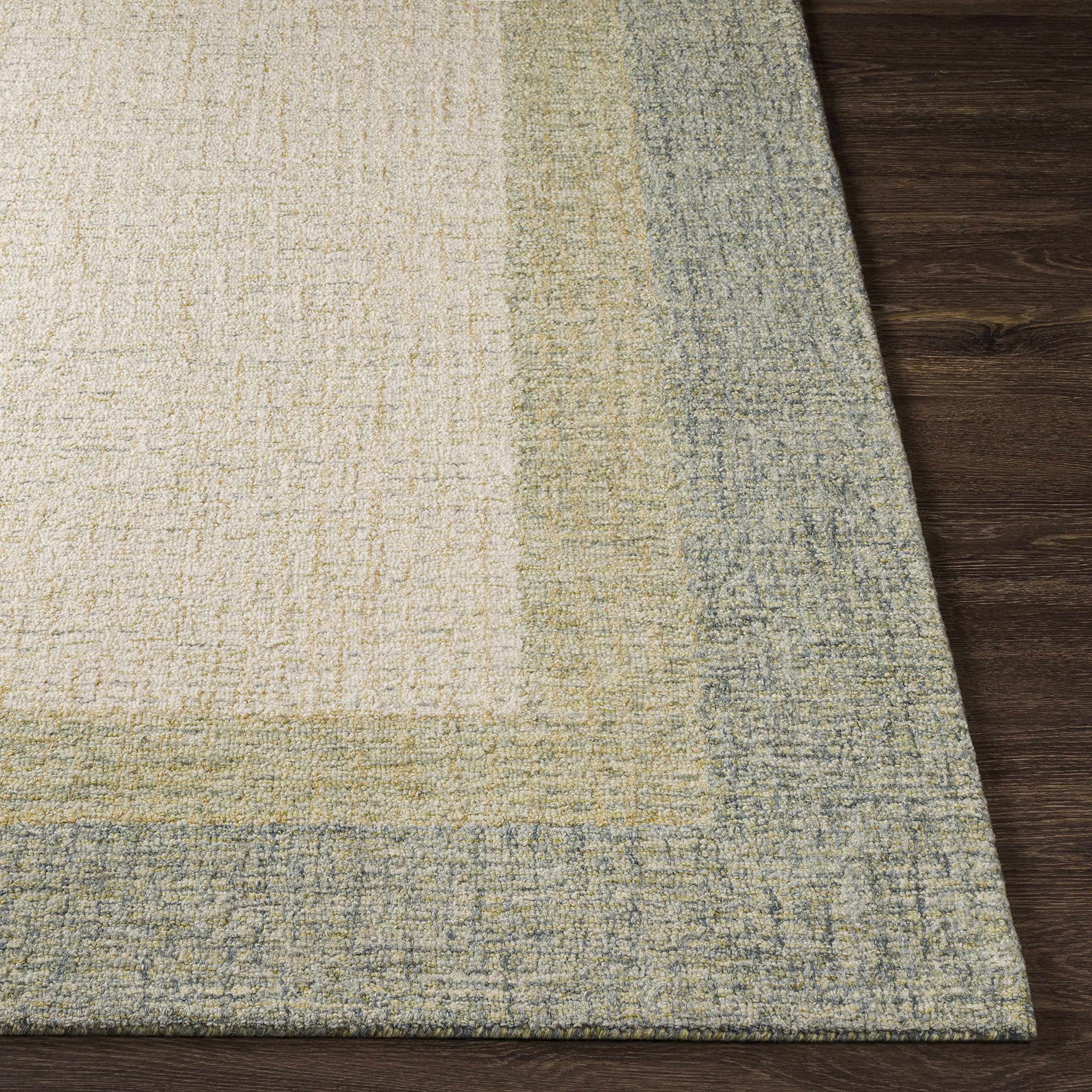 Hauteloom Pualas Wool Area Rug 6' x 9' - Soft Modern Beige & Green Handmade Rug for Living Room, Bedroom - Cozy Home Decor & Floor Protection