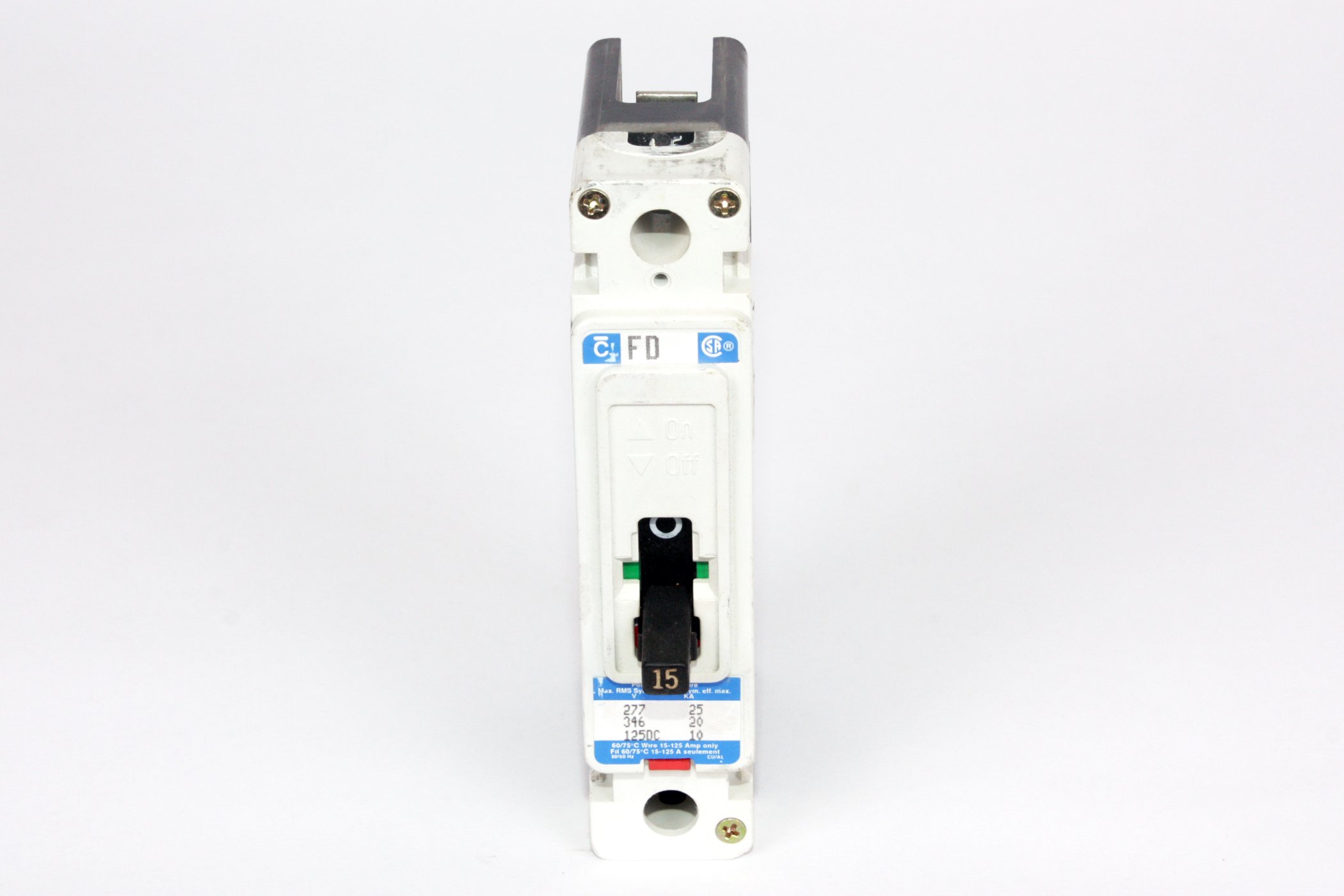 Cutler Hammer FD1015 BU 15A 277V 1P Circuit Breaker - Used - Perfect for Industrial Electrical Panels & Commercial Building Maintenance