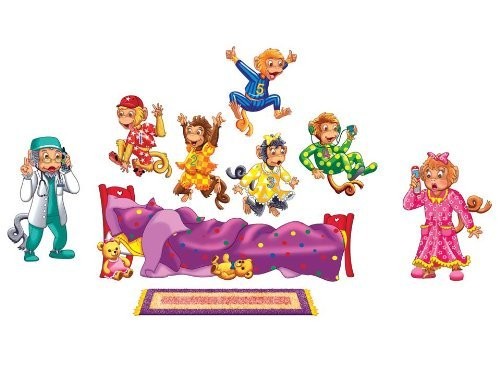 Five Monkeys Jumping on the Bed Bilingual Flannel Board Set - English & Spanish Learning Toy for Preschool Storytime & Classroom Activities